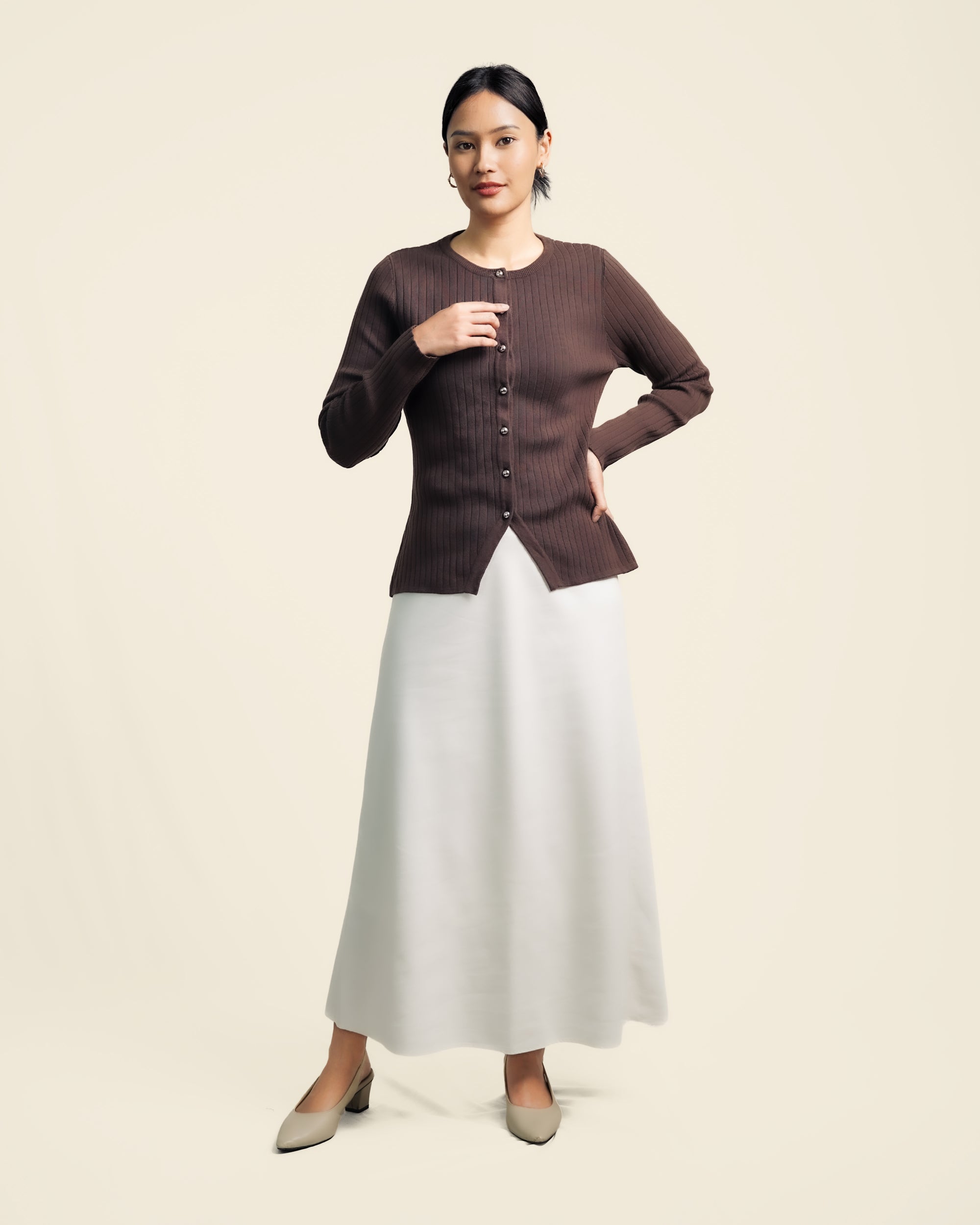 Nalure Diana Cardigan Wanita | Basic Knit Cardigan | Long Sleeve