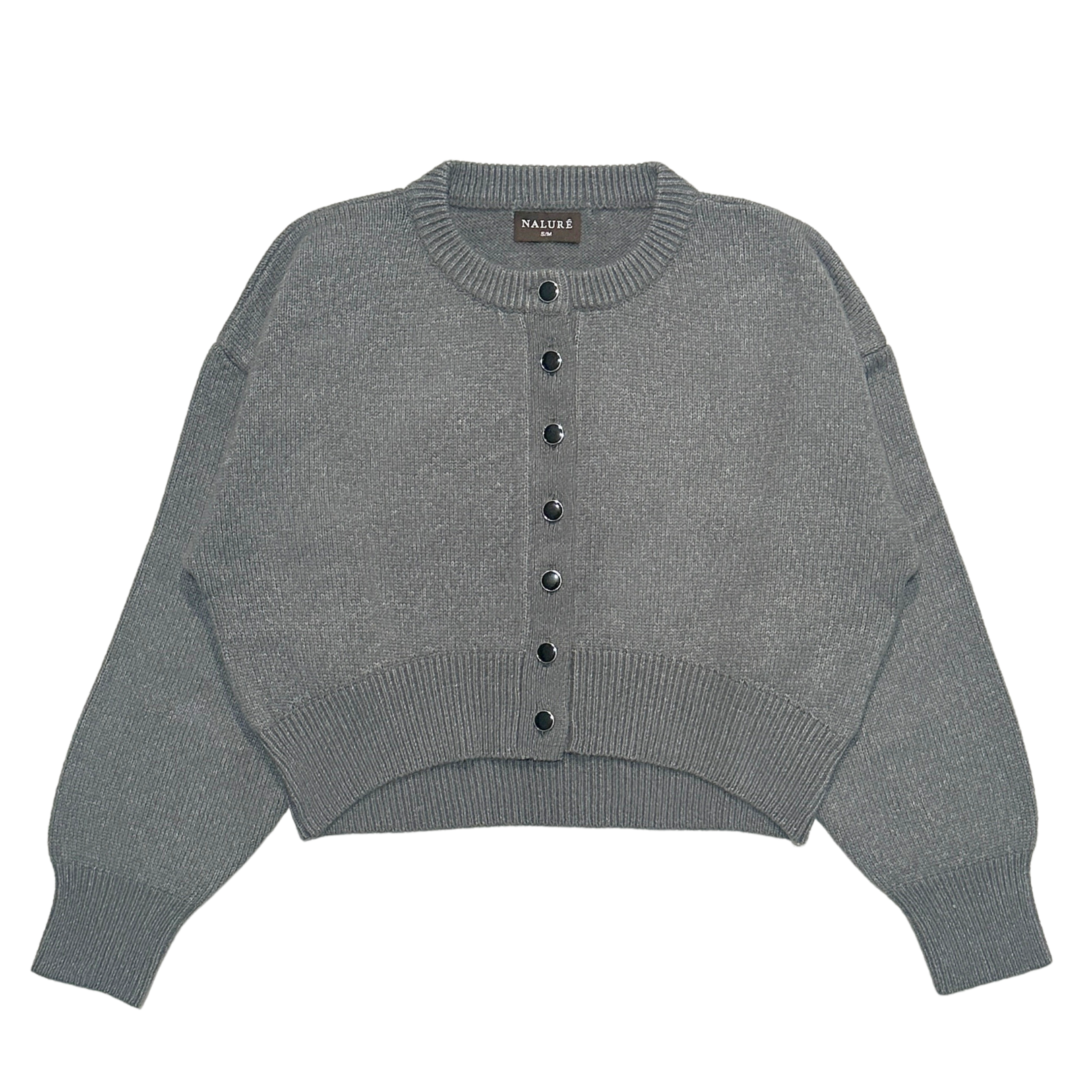 Nalure Clara Cardigan Wanita | Crop Top Lengan Panjang | Cardigan Abu