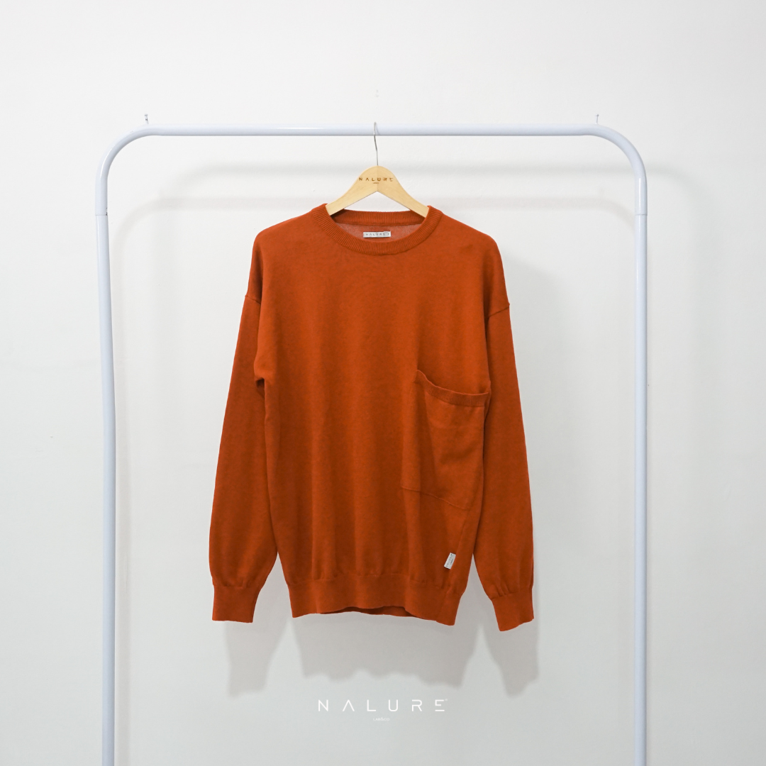 Nalure Lucio Men Crew Neck Pocket Knitt | Atasan baju pria bahan rajut tebal saku leher bulat