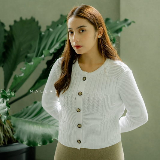 Nalure Korean Knit Crop Top Button Cardigan