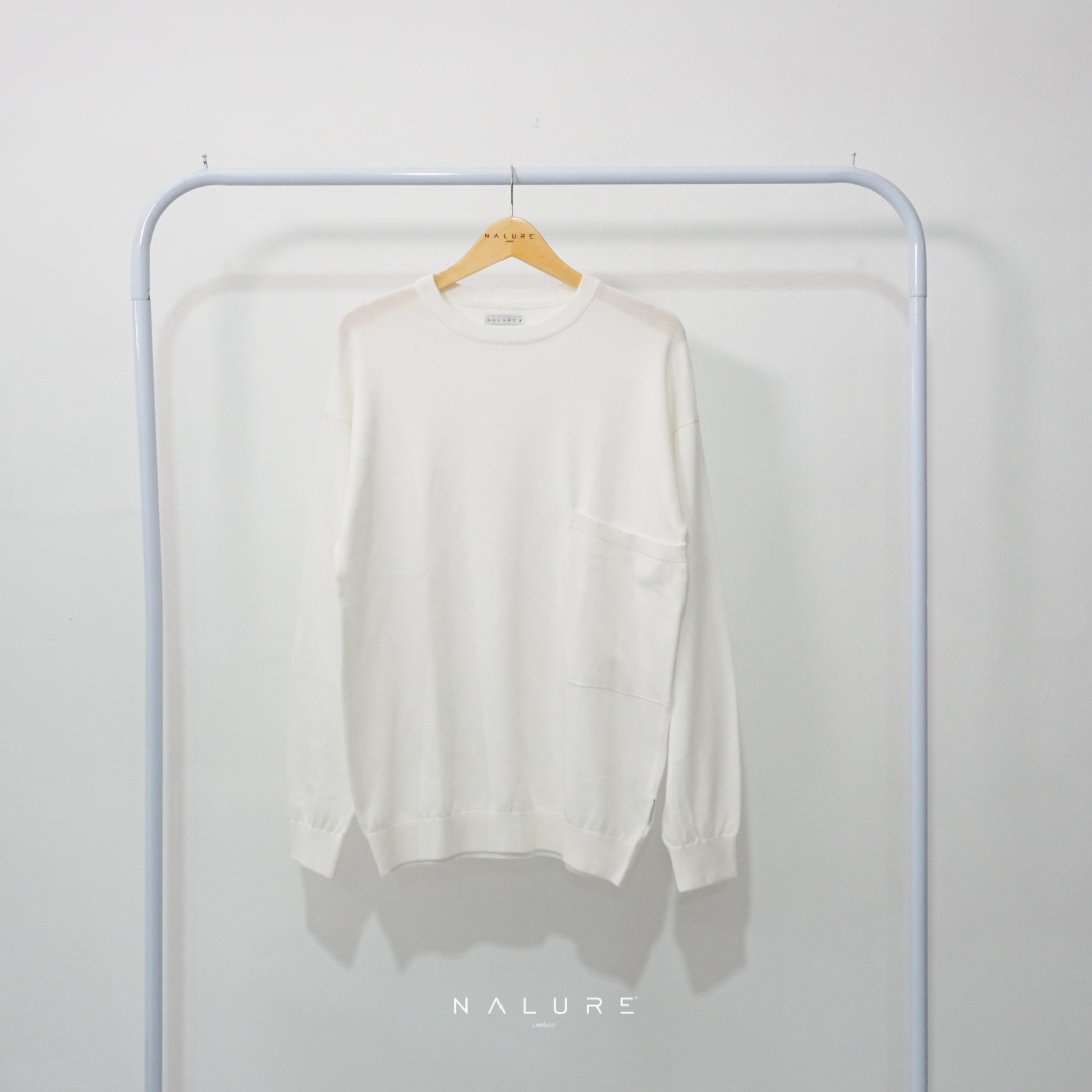 Nalure Lucio Men Crew Neck Pocket Knitt | Atasan baju pria bahan rajut tebal saku leher bulat