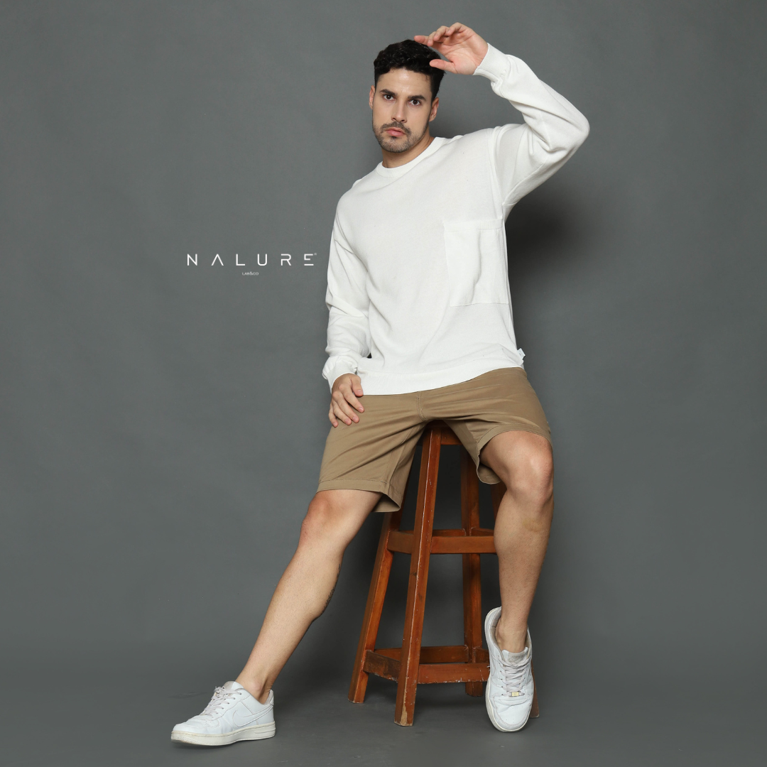 Nalure Lucio Men Crew Neck Pocket Knitt | Atasan baju pria bahan rajut tebal saku leher bulat