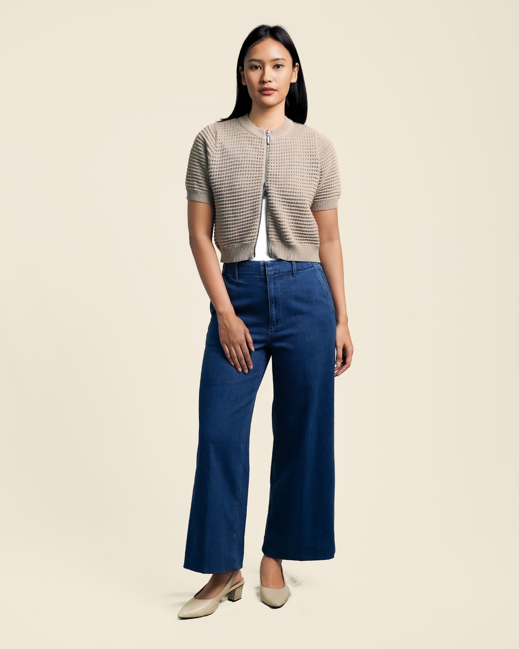 Nalure Tiffany Cardigan Wanita | Crop Top | Lengan Pendek
