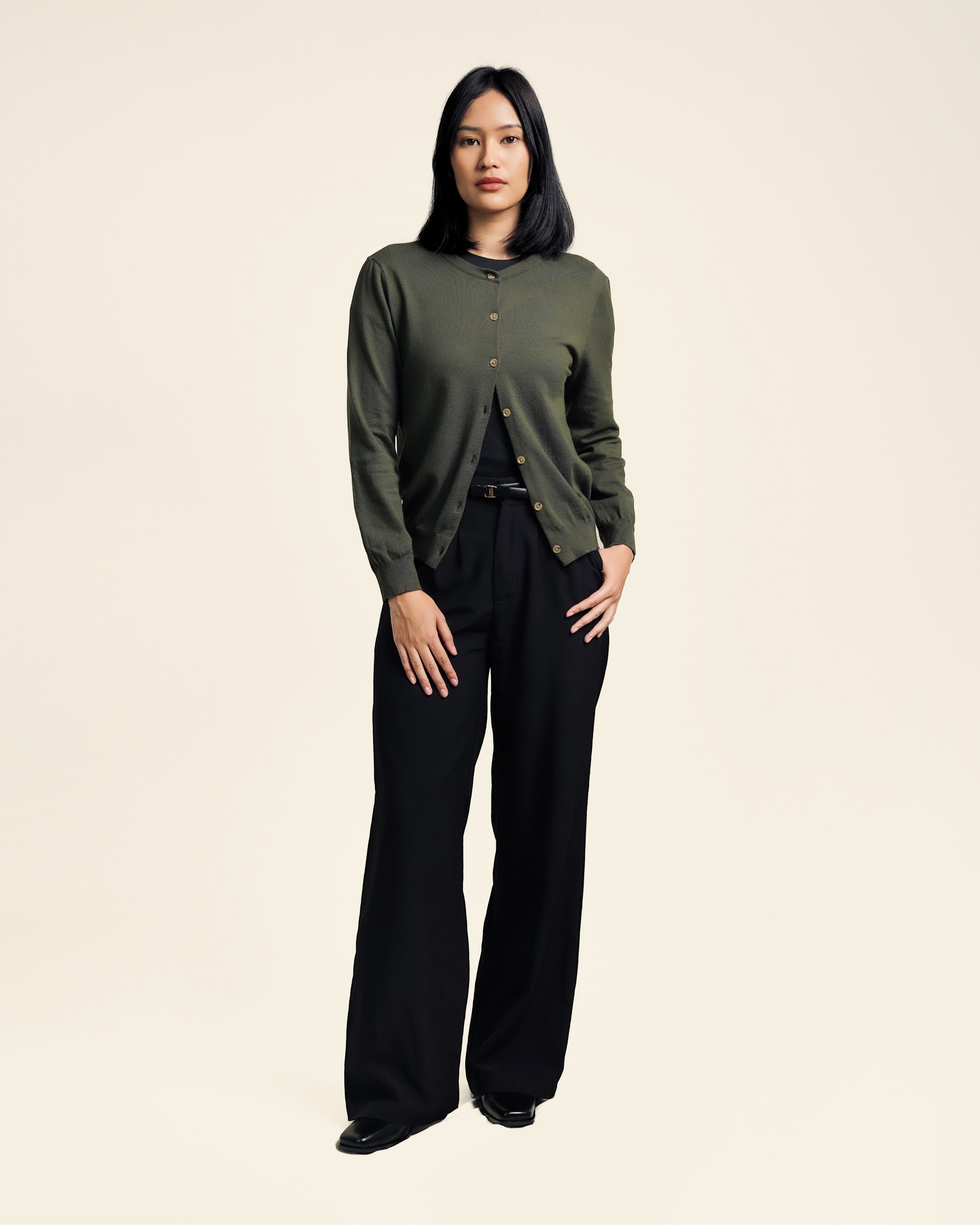 Nalure Vinna Cardigan Wanita | Cardigan Basic Soft | Long Sleeve Crewneck