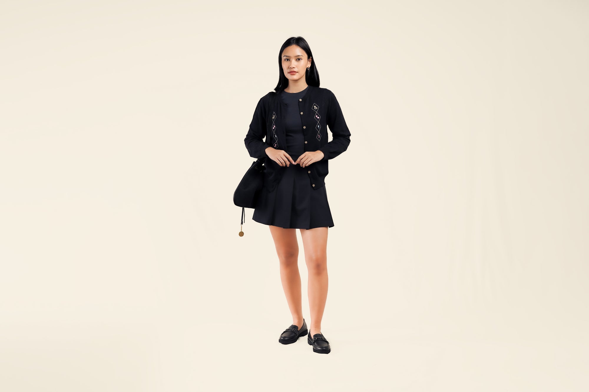 Nalure Cyrene Cardigan Wanita | Cardigan Rajut | Long Sleeve Crewneck Bunga