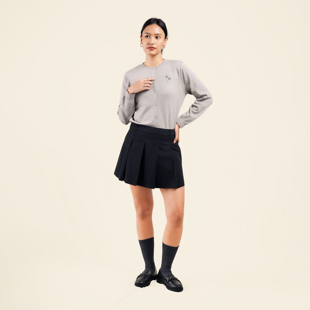 Nalure Lorene Cardigan Wanita | Cardigan Rajut | Long Sleeve Crewneck Bunga