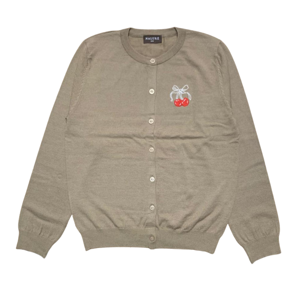 Nalure Cherry Cardigan | Cardigan Rajut | Long Sleeve Crewneck