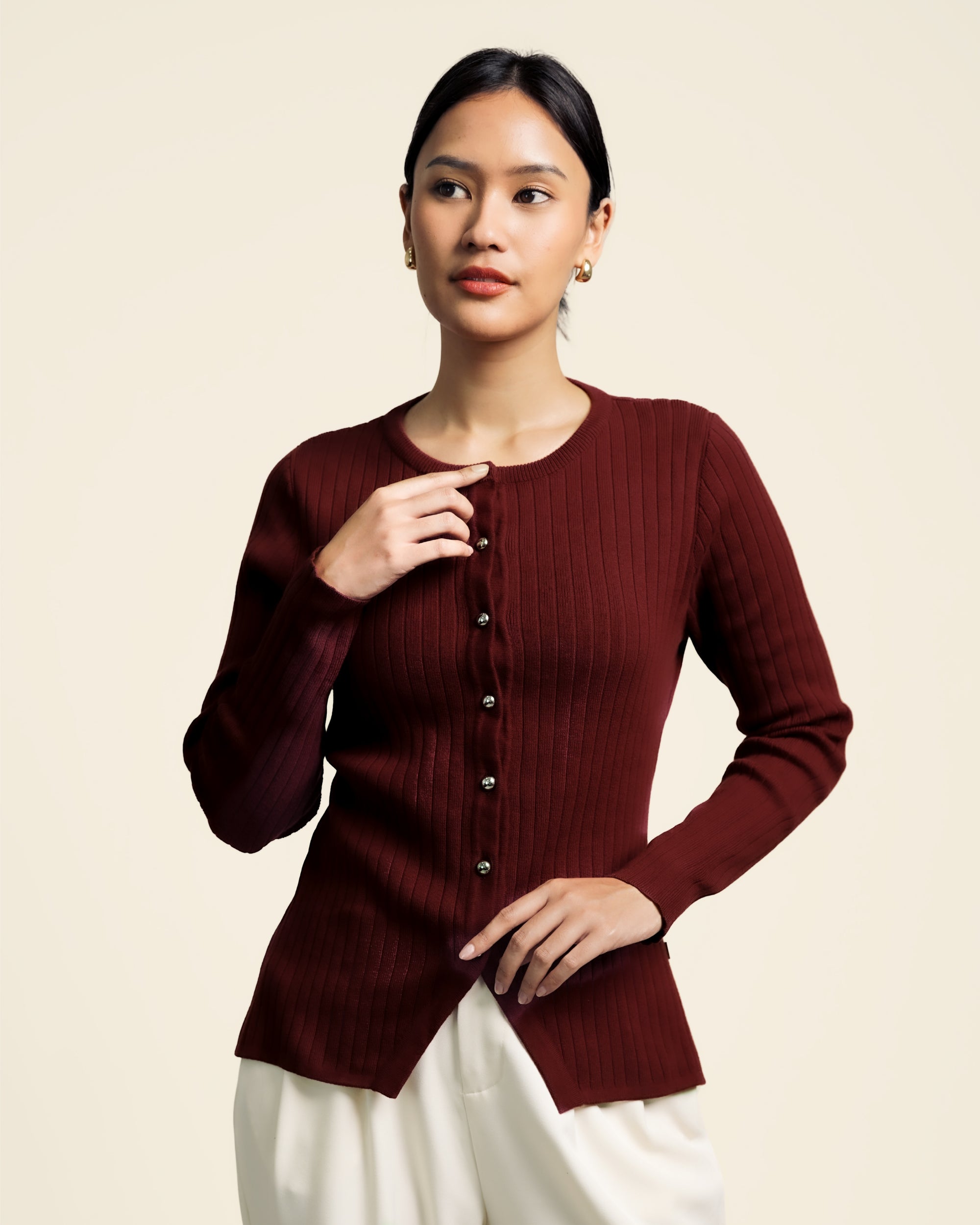 Nalure Diana Cardigan Wanita | Basic Knit Cardigan | Long Sleeve