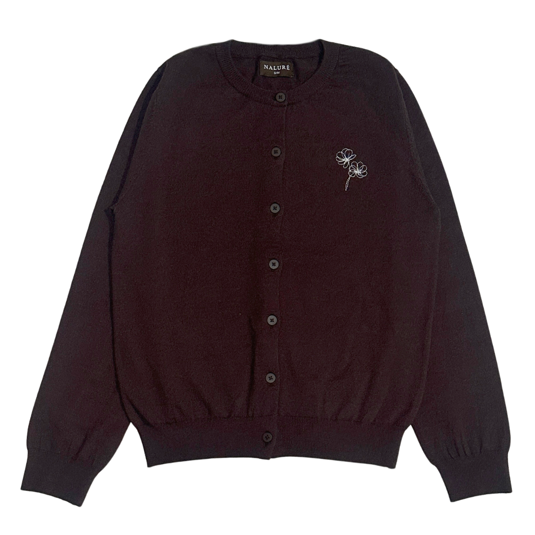 Nalure Lorene Cardigan Wanita | Cardigan Rajut | Long Sleeve Crewneck Bunga