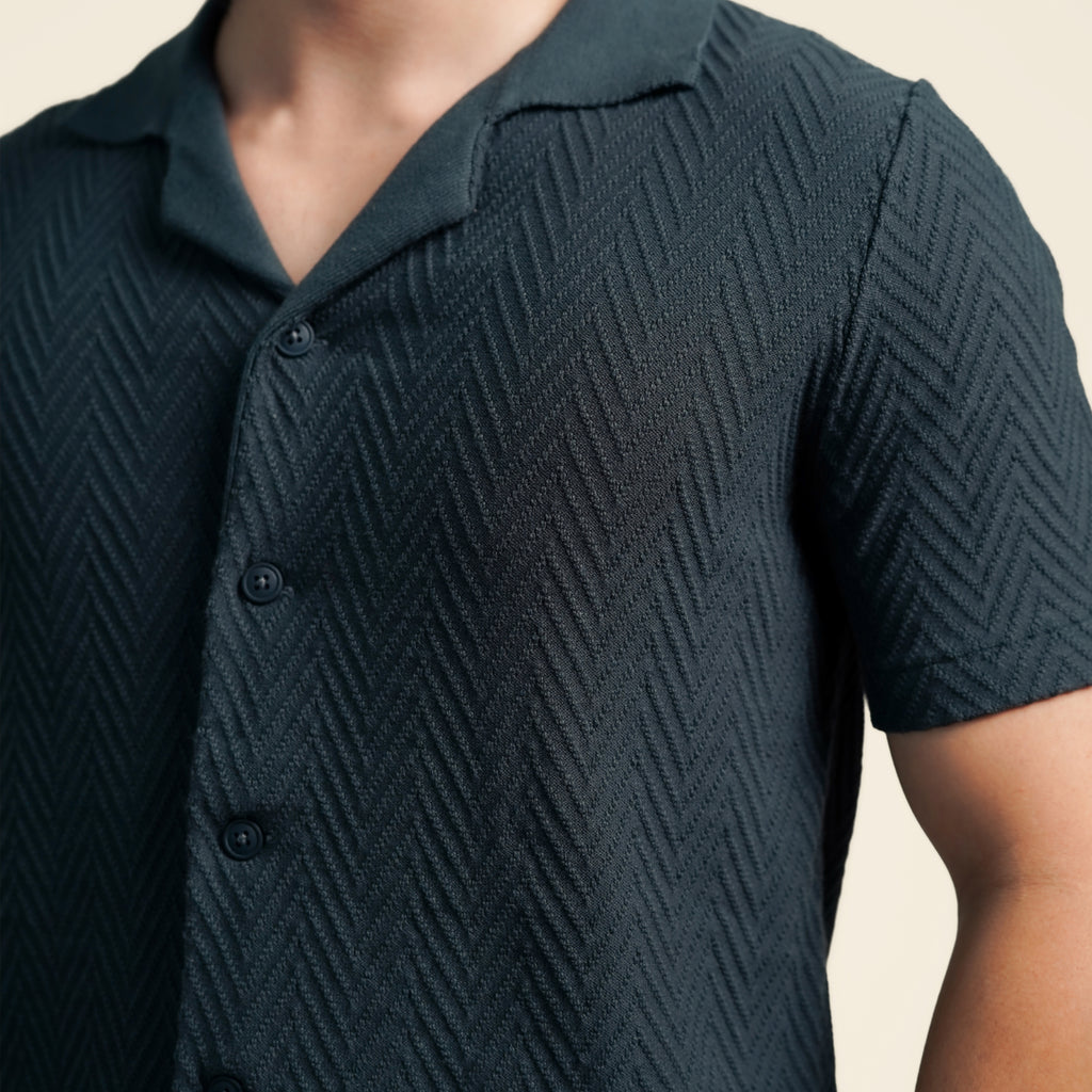 Nalure Nolan Kemeja Pria | Kemeja Knit Pria | Katun Lengan Pendek Kerah