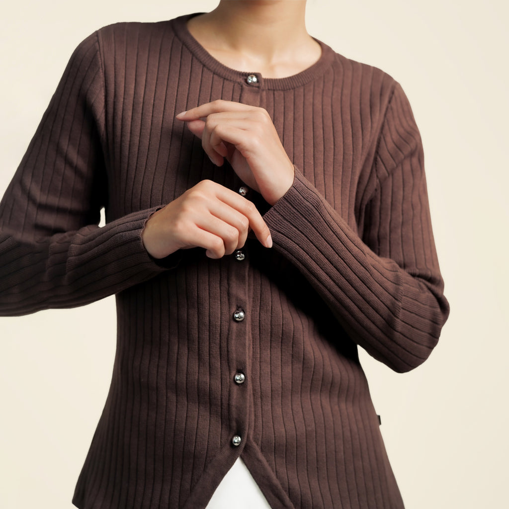 Nalure Diana Cardigan Wanita | Basic Knit Cardigan | Long Sleeve