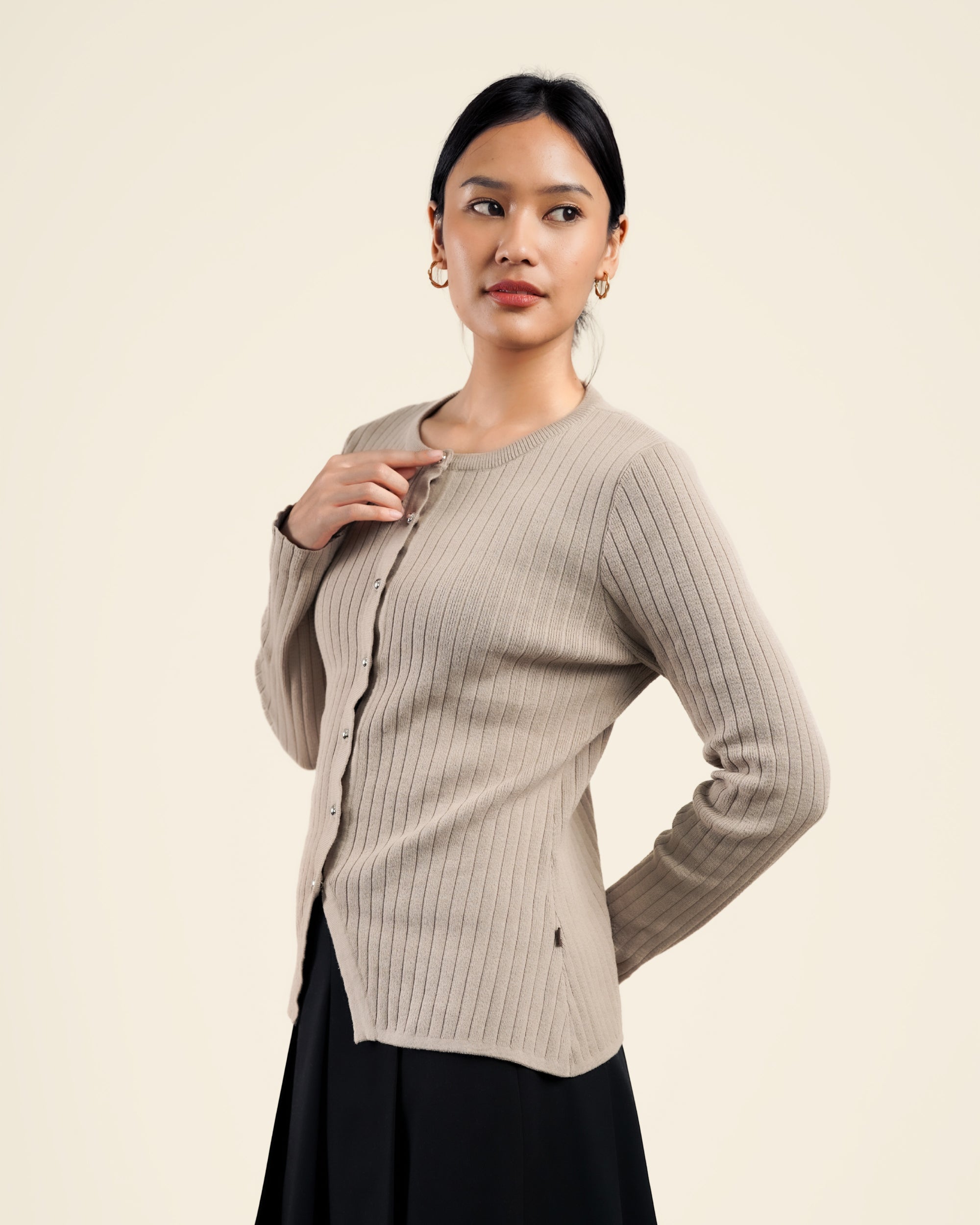 Nalure Diana Cardigan Wanita | Basic Knit Cardigan | Long Sleeve