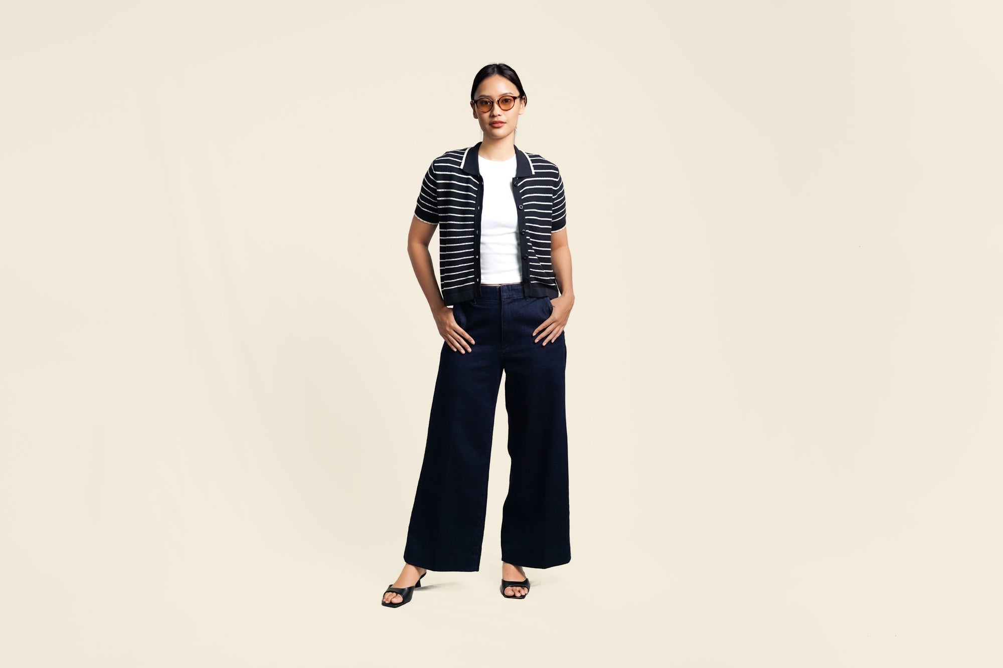 Nalure Anna Polo Shirt Wanita | Polo Knit | Stripe Scallop Lengan Pendek