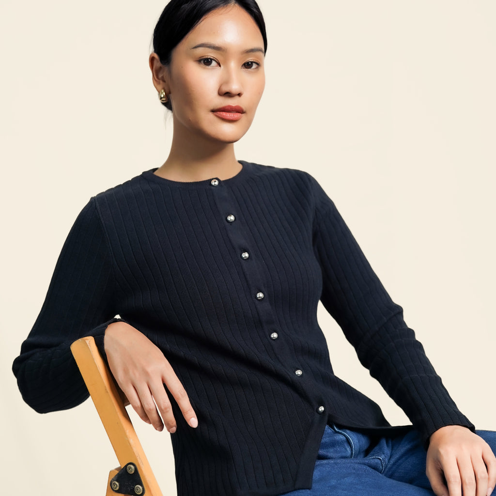 Nalure Diana Cardigan Wanita | Basic Knit Cardigan | Long Sleeve