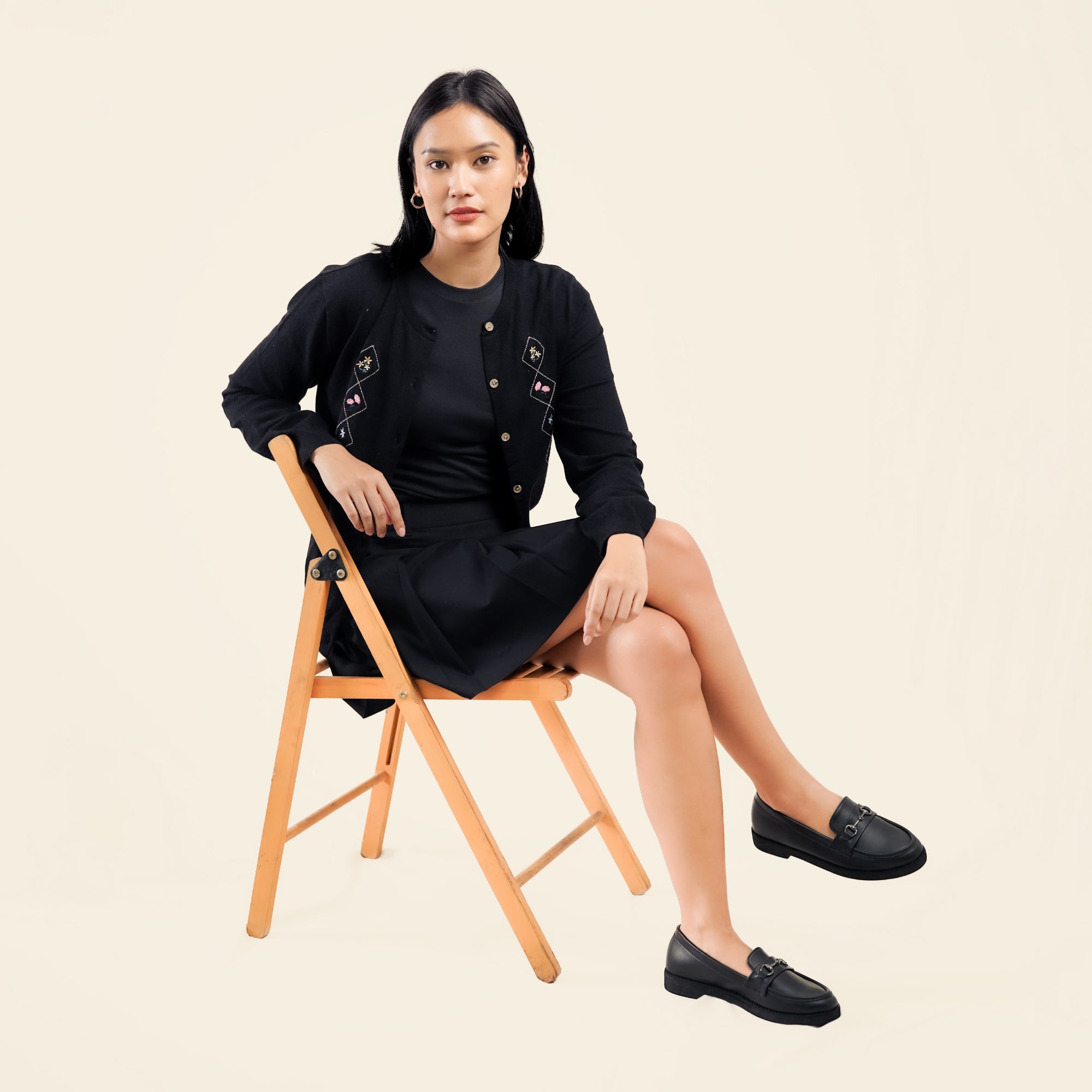 Nalure Cyrene Cardigan Wanita | Cardigan Rajut | Long Sleeve Crewneck Bunga