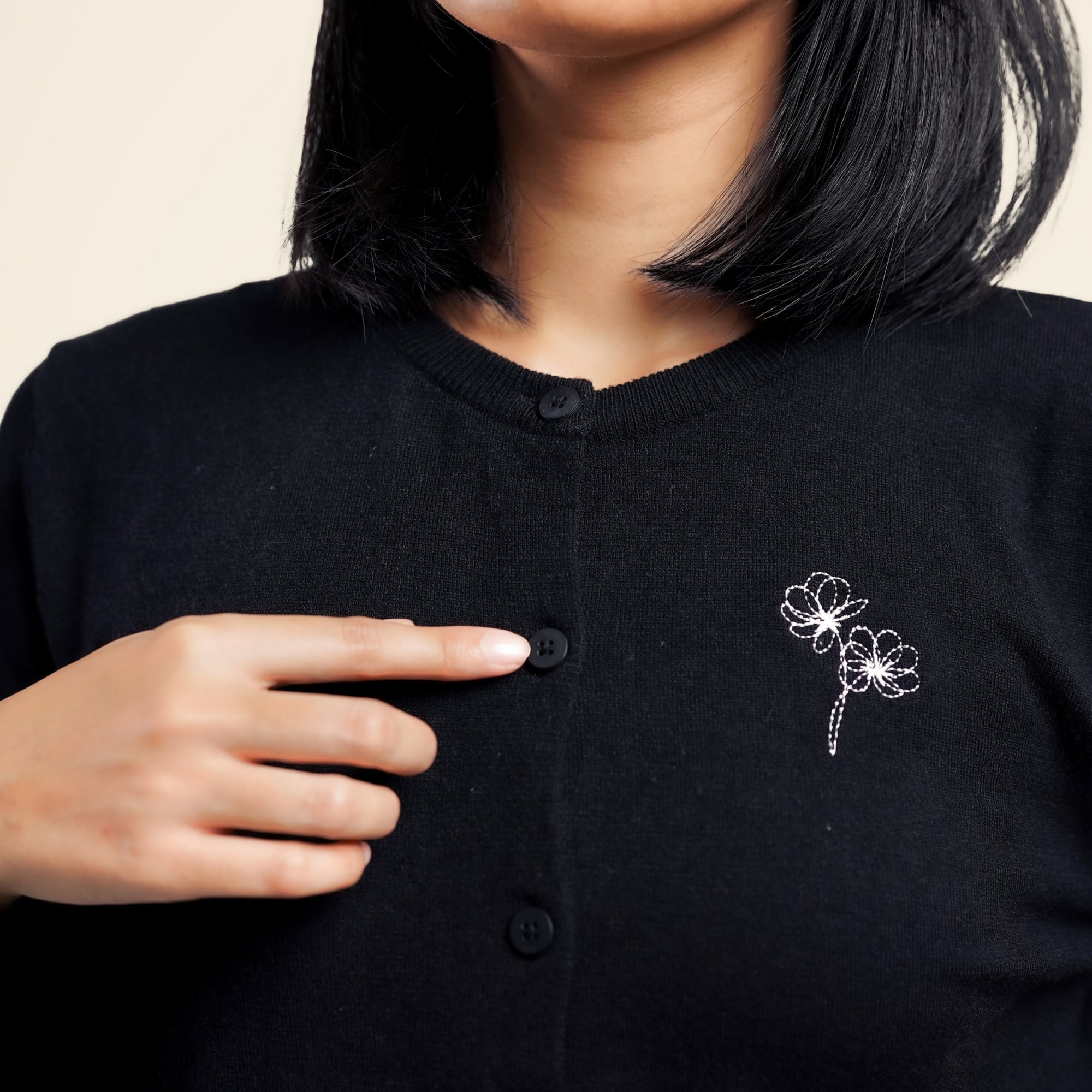 Nalure Lorene Cardigan Wanita | Cardigan Rajut | Long Sleeve Crewneck Bunga