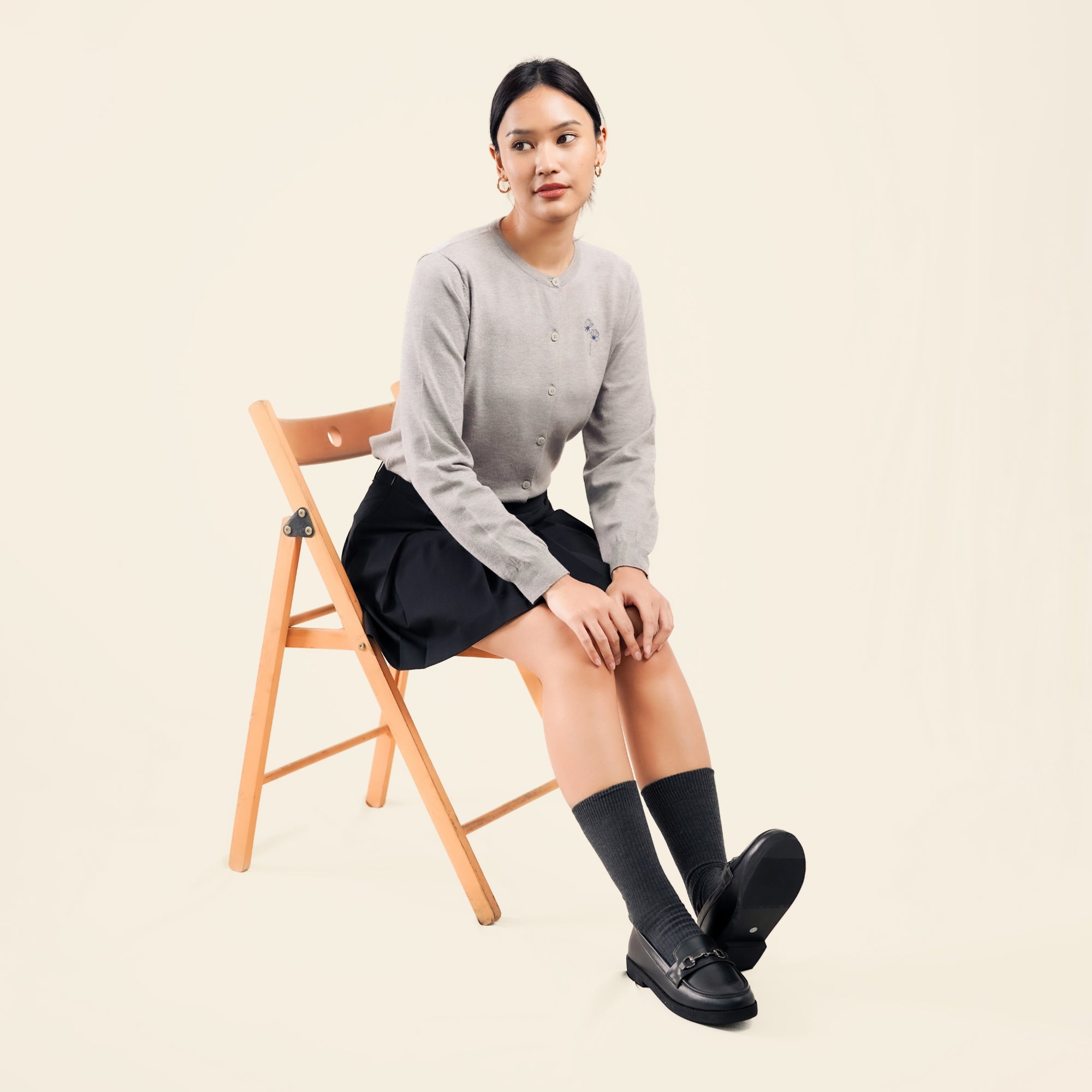 Nalure Lorene Cardigan Wanita | Cardigan Rajut | Long Sleeve Crewneck Bunga