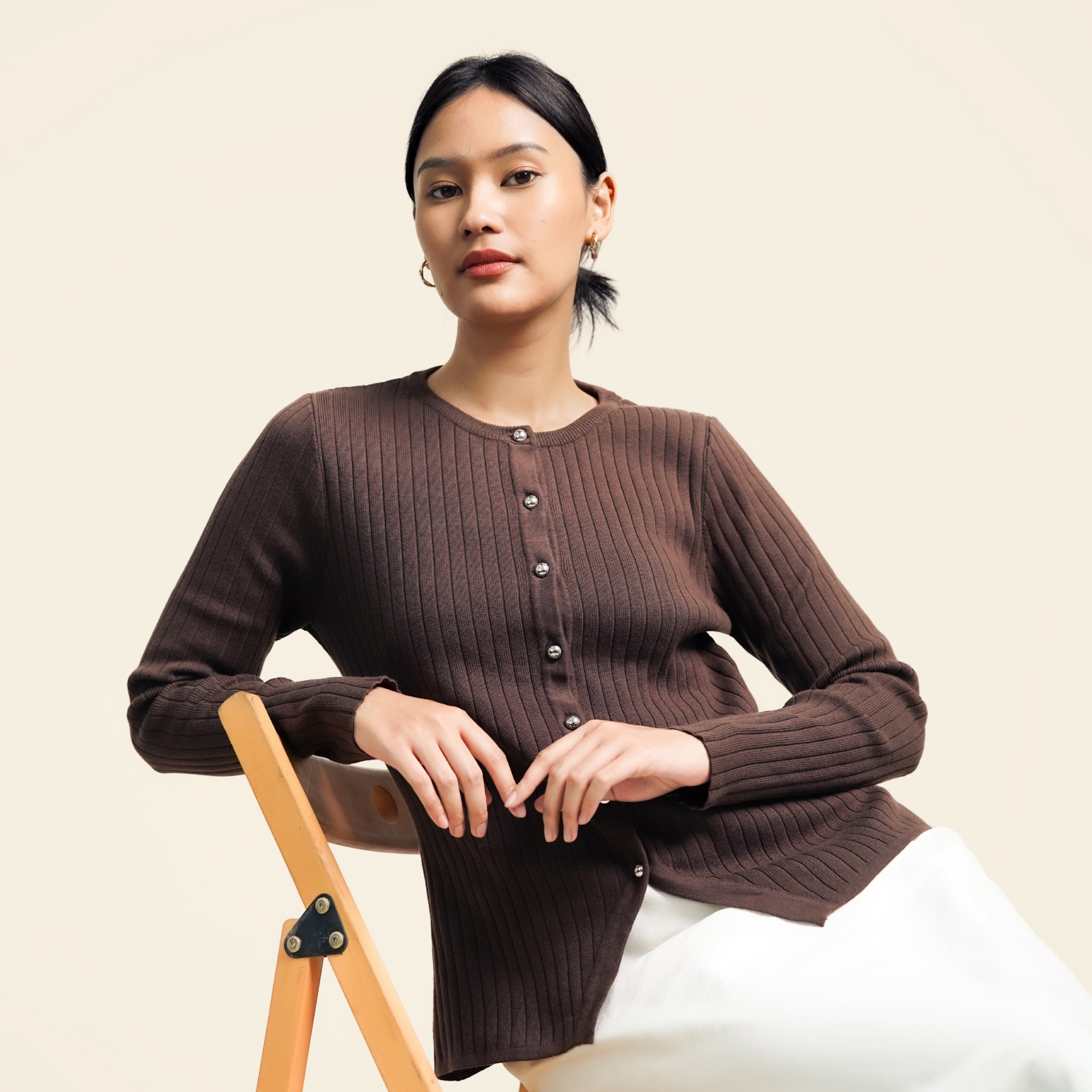 Nalure Diana Cardigan Wanita | Basic Knit Cardigan | Long Sleeve