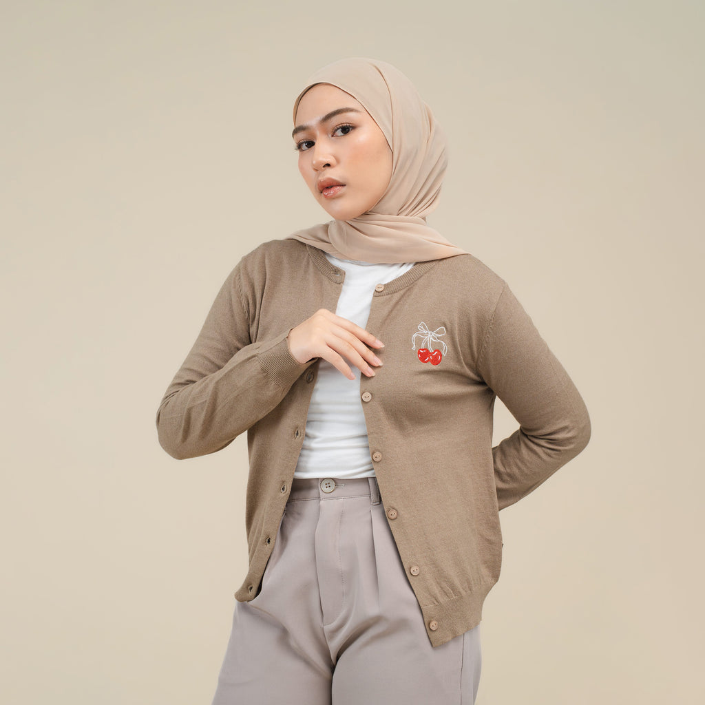 Nalure Cherry Cardigan | Cardigan Rajut | Long Sleeve Crewneck