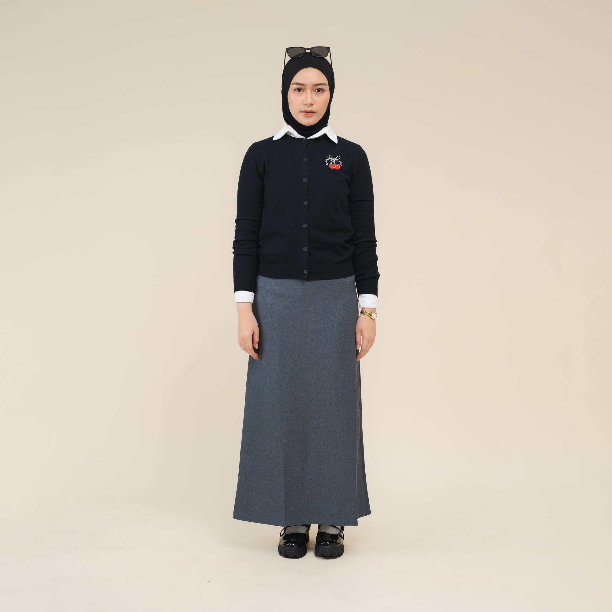 Nalure Cherry Cardigan | Cardigan Rajut | Long Sleeve Crewneck