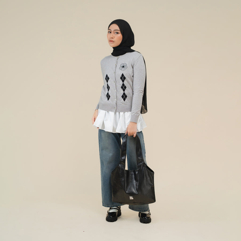 Nalure Heidy Cardigan | Cardigan Argyle | Knitwear Korean Style