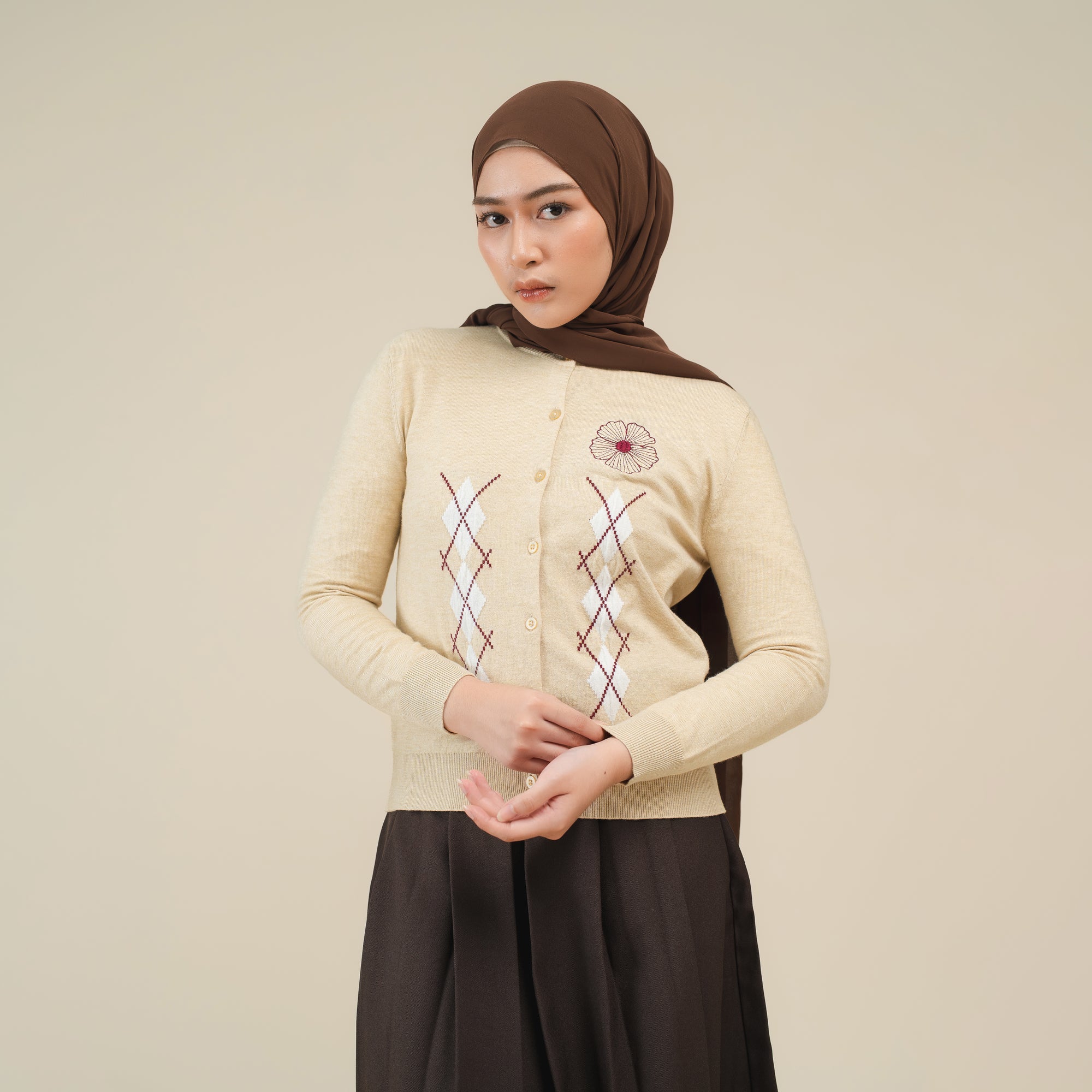 Nalure Heidy Cardigan | Cardigan Argyle | Knitwear Korean Style