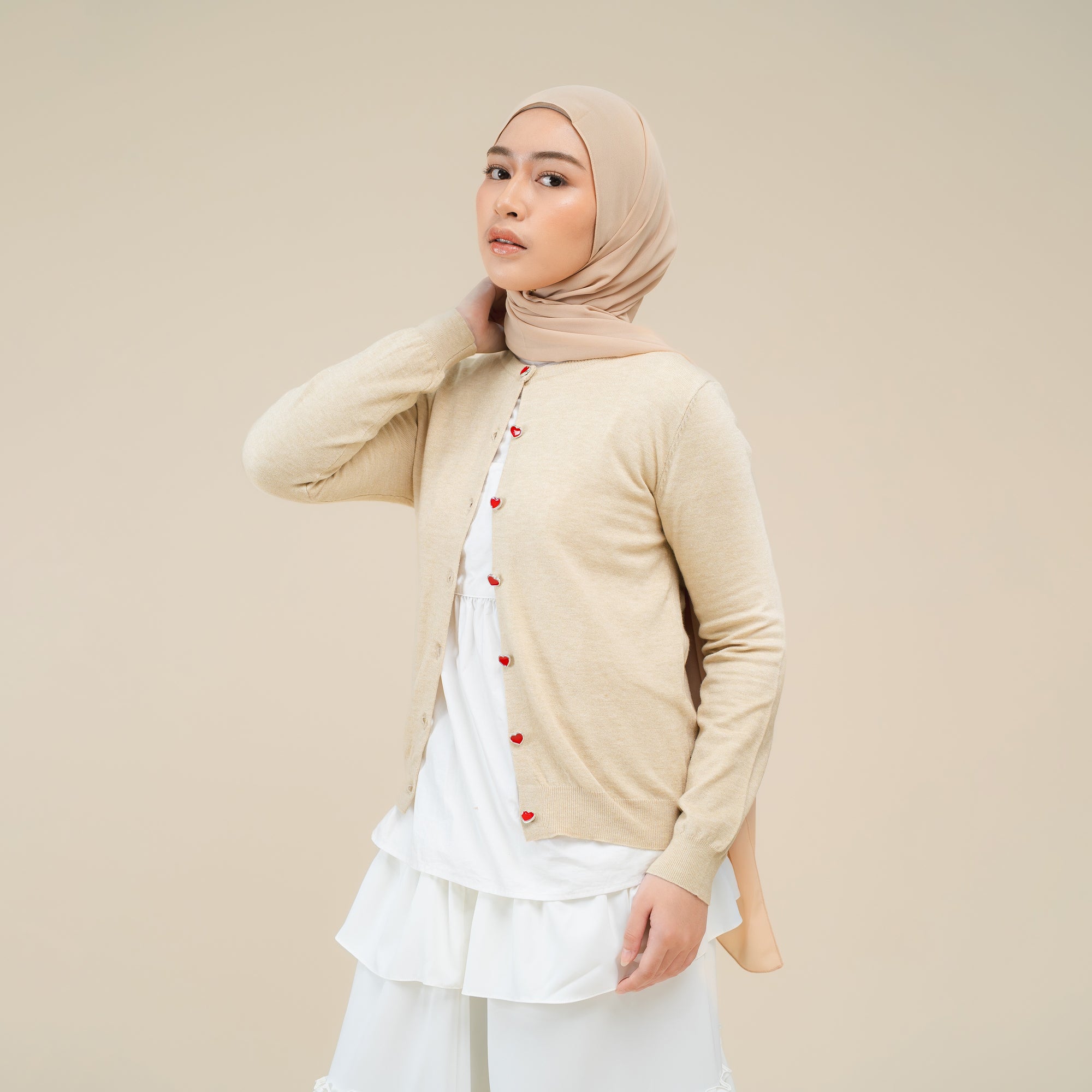 Nalure Marlyns Cardigan | Cardigan Hearts Button | Cardigan Long Sleeve Crewneck