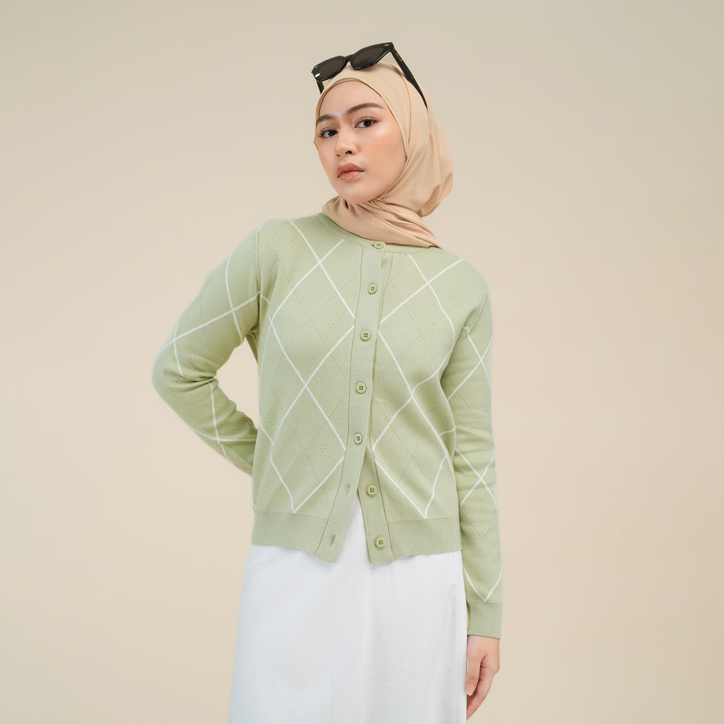 Nalure Silvia Cardigan | Cardigan Rajut | Cardigan Long Sleeve Crewneck