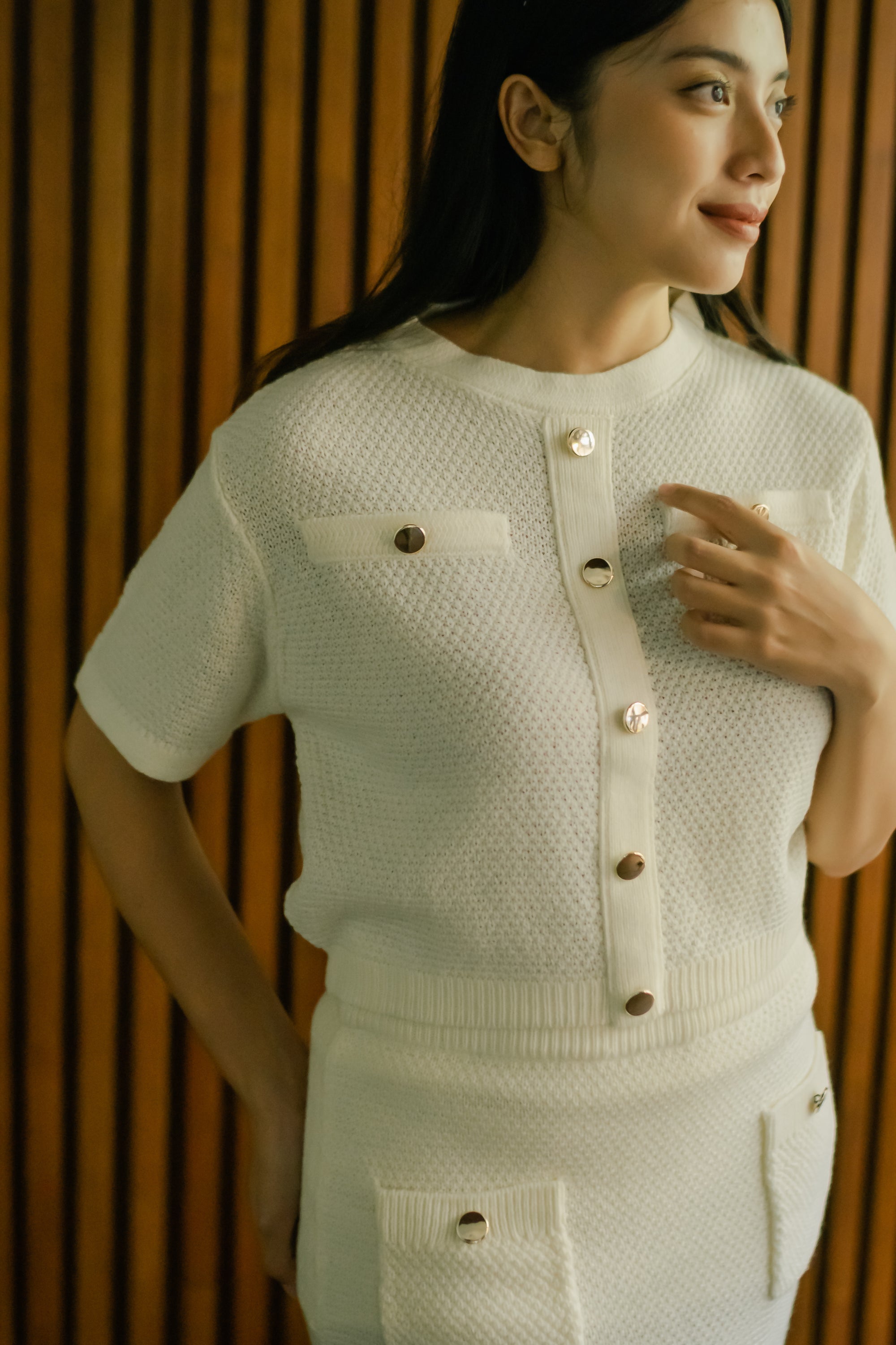 Nalure Barbara Top Gold Button
