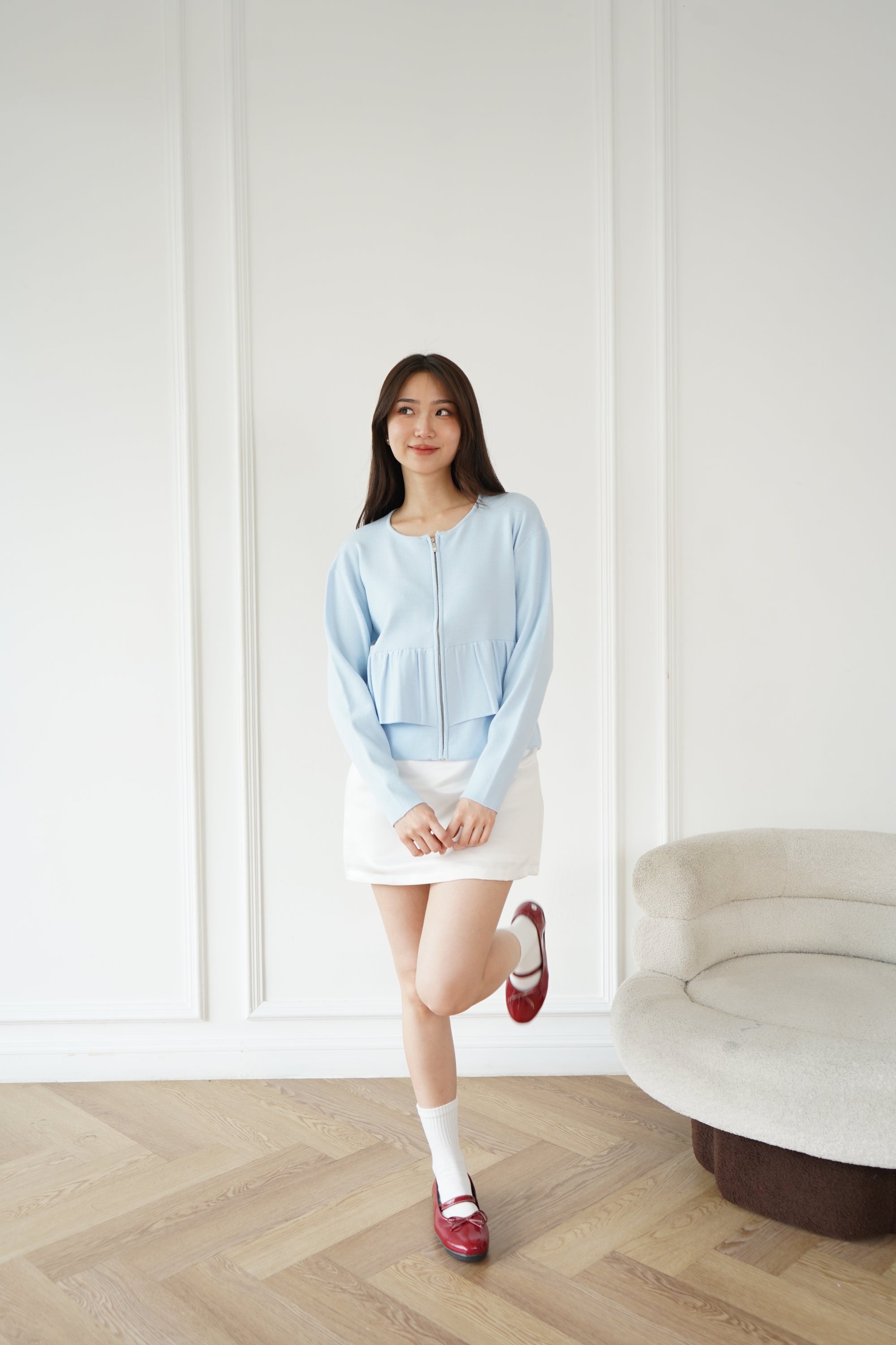 Nalure Leony Cardigan Wanita | Cardigan Zipper | Korean Style Long Sleeve
