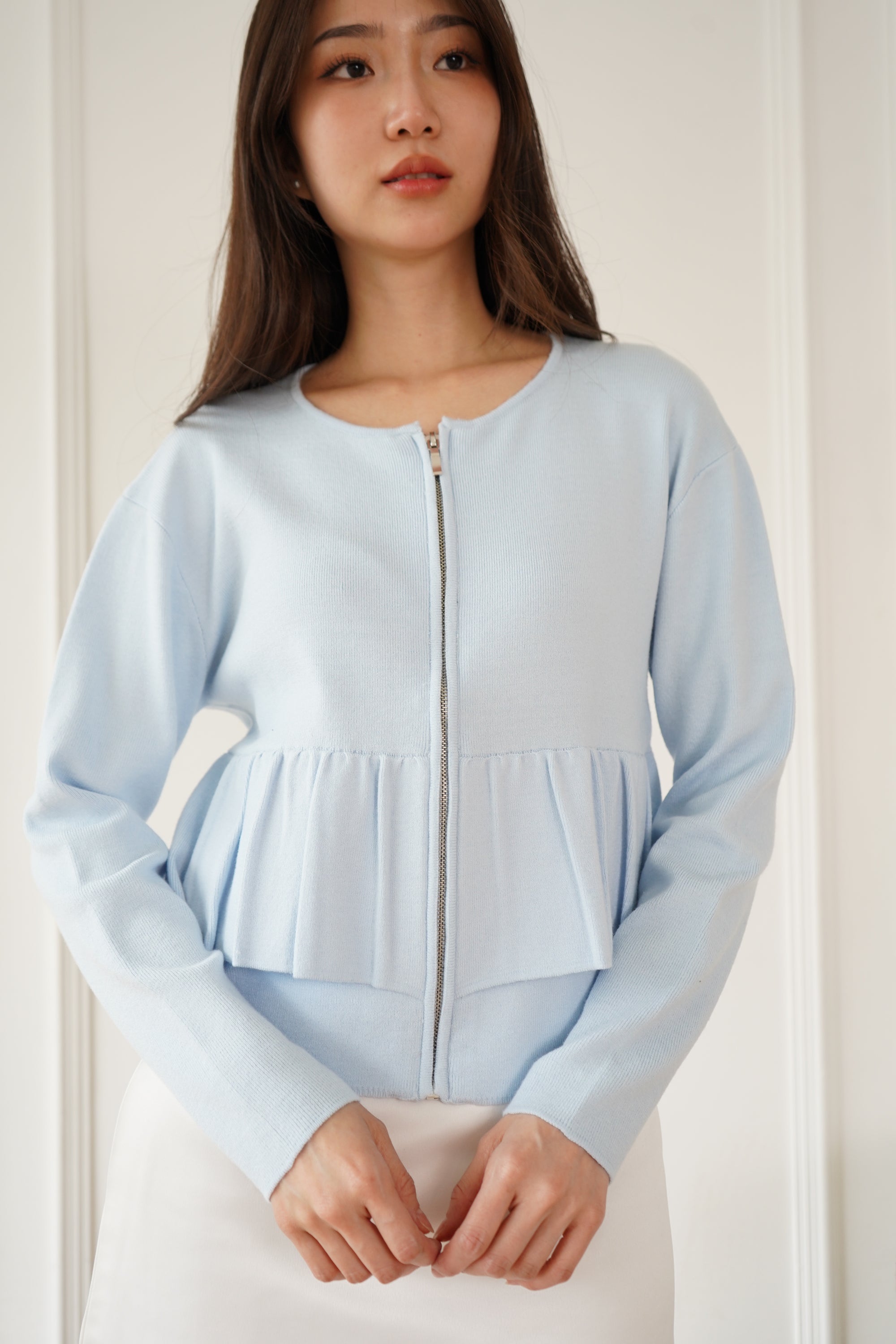 Nalure Leony Cardigan Wanita | Cardigan Zipper | Korean Style Long Sleeve