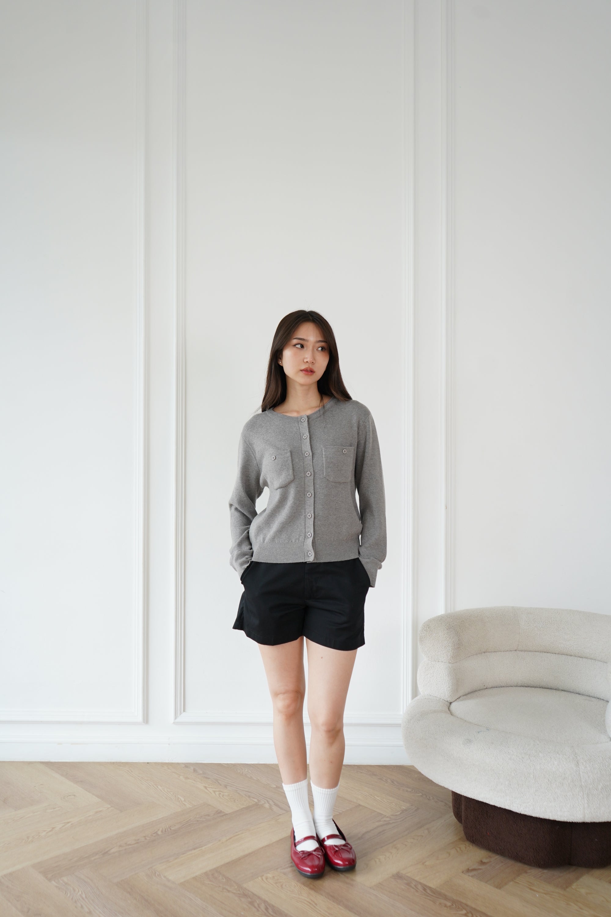 Nalure Caren Cardigan Wanita | Cardigan Basic | Korean Style Kantong Long Sleeve