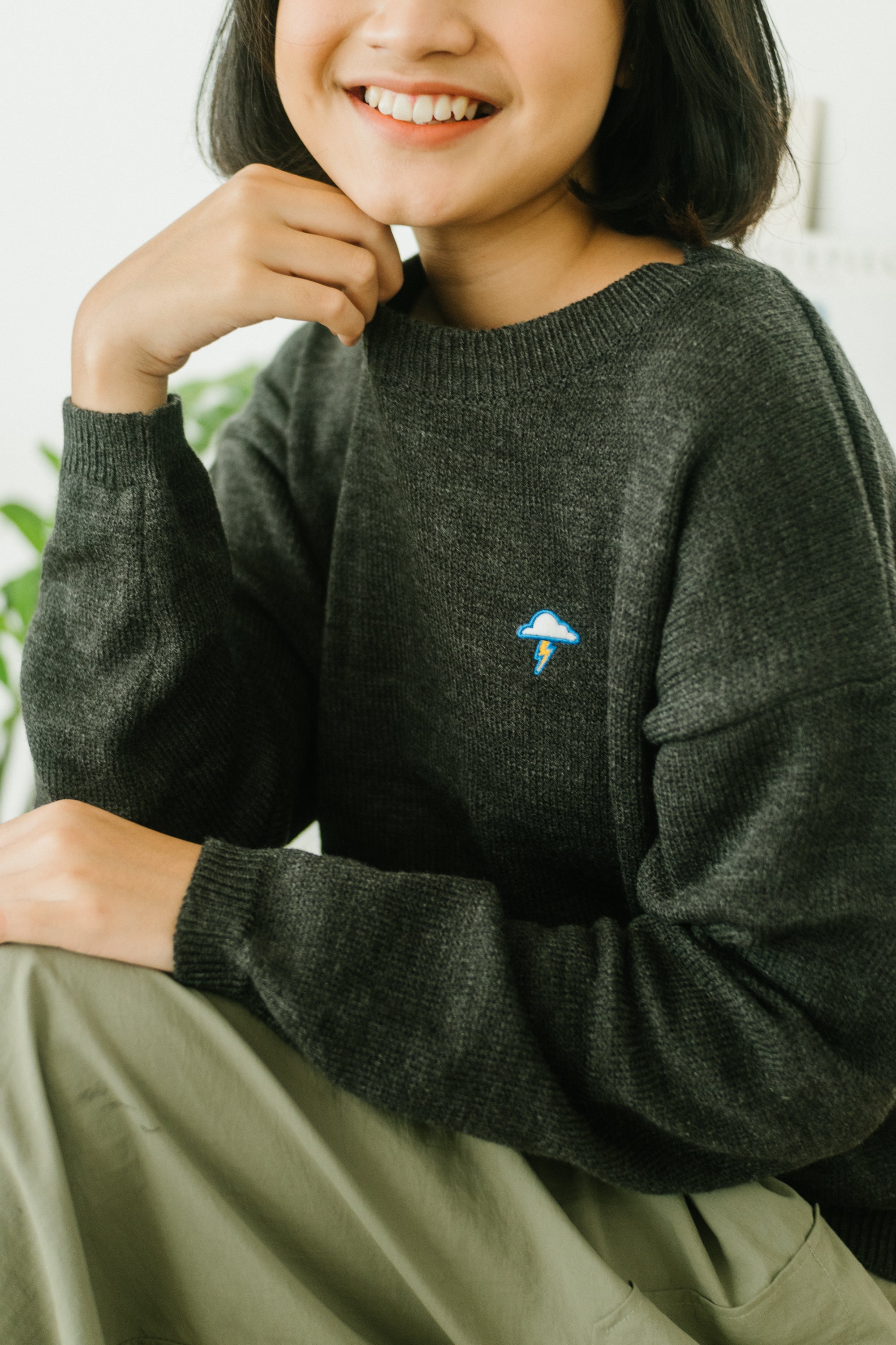 Nalure Single Color Sweater Knitt Ladies