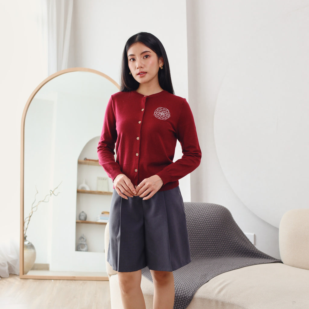 Nalure Camellia Cardigan Wanita | Cardigan Bunga | Knitwear Korean Style