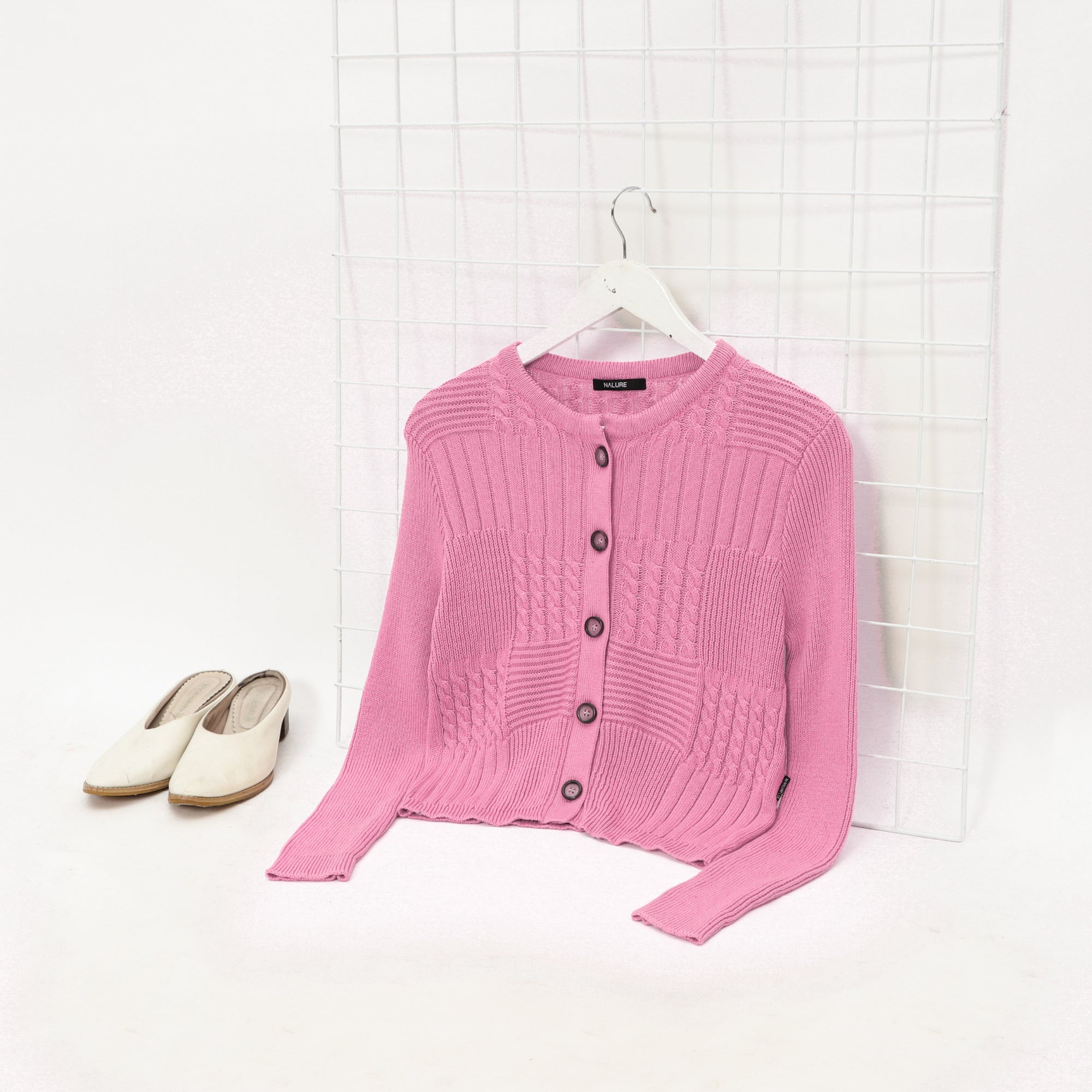 Nalure Korean Knit Crop Top Button Cardigan
