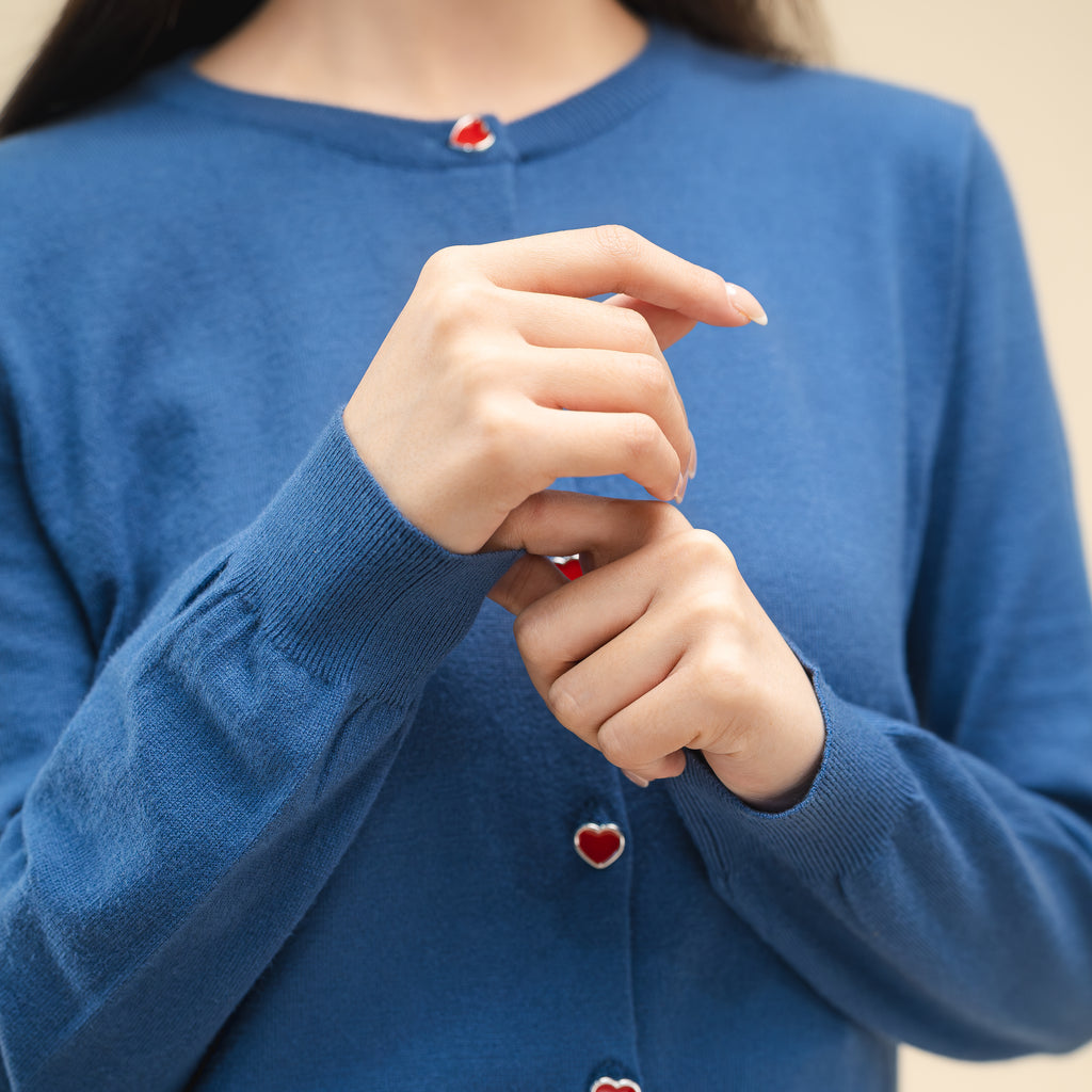 Nalure Marlyns Cardigan | Cardigan Hearts Button | Cardigan Long Sleeve Crewneck