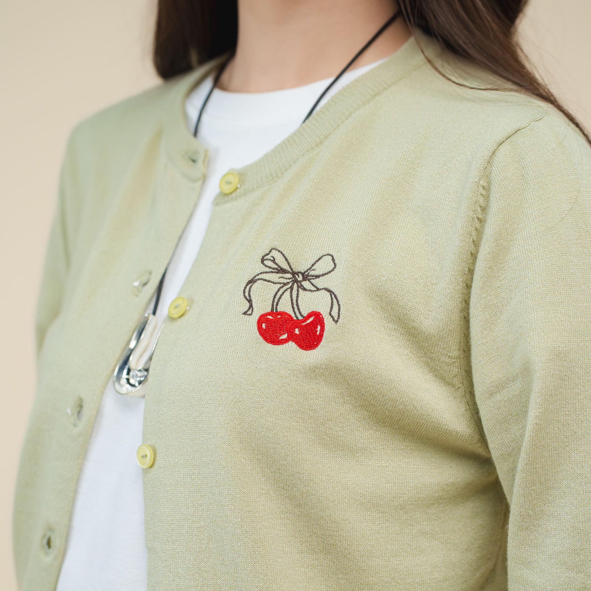 Nalure Cherry Cardigan | Cardigan Rajut | Long Sleeve Crewneck