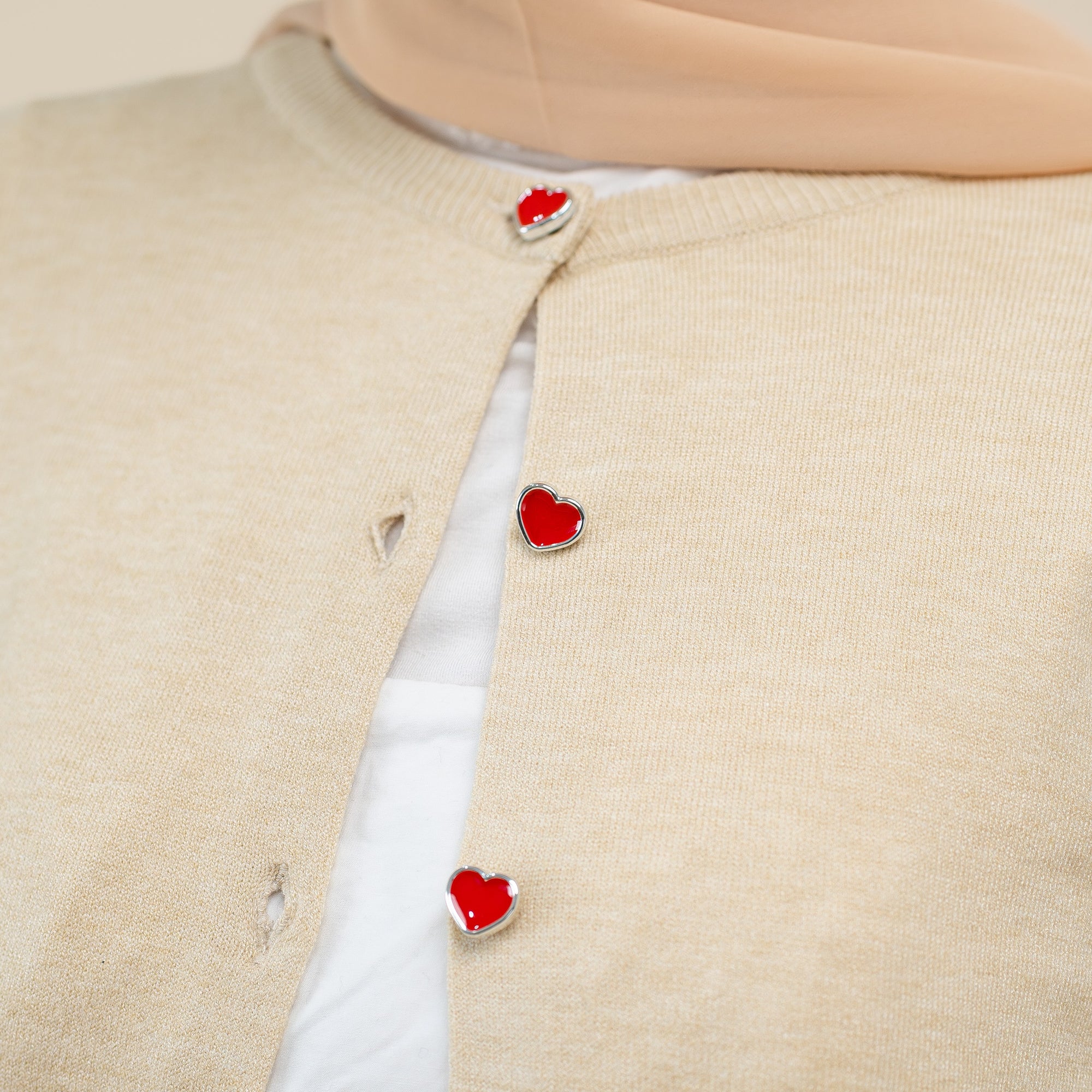 Nalure Marlyns Cardigan | Cardigan Hearts Button | Cardigan Long Sleeve Crewneck