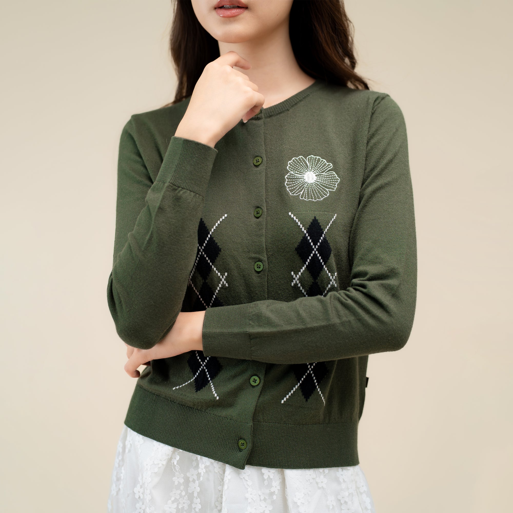 Nalure Heidy Cardigan | Cardigan Argyle | Knitwear Korean Style