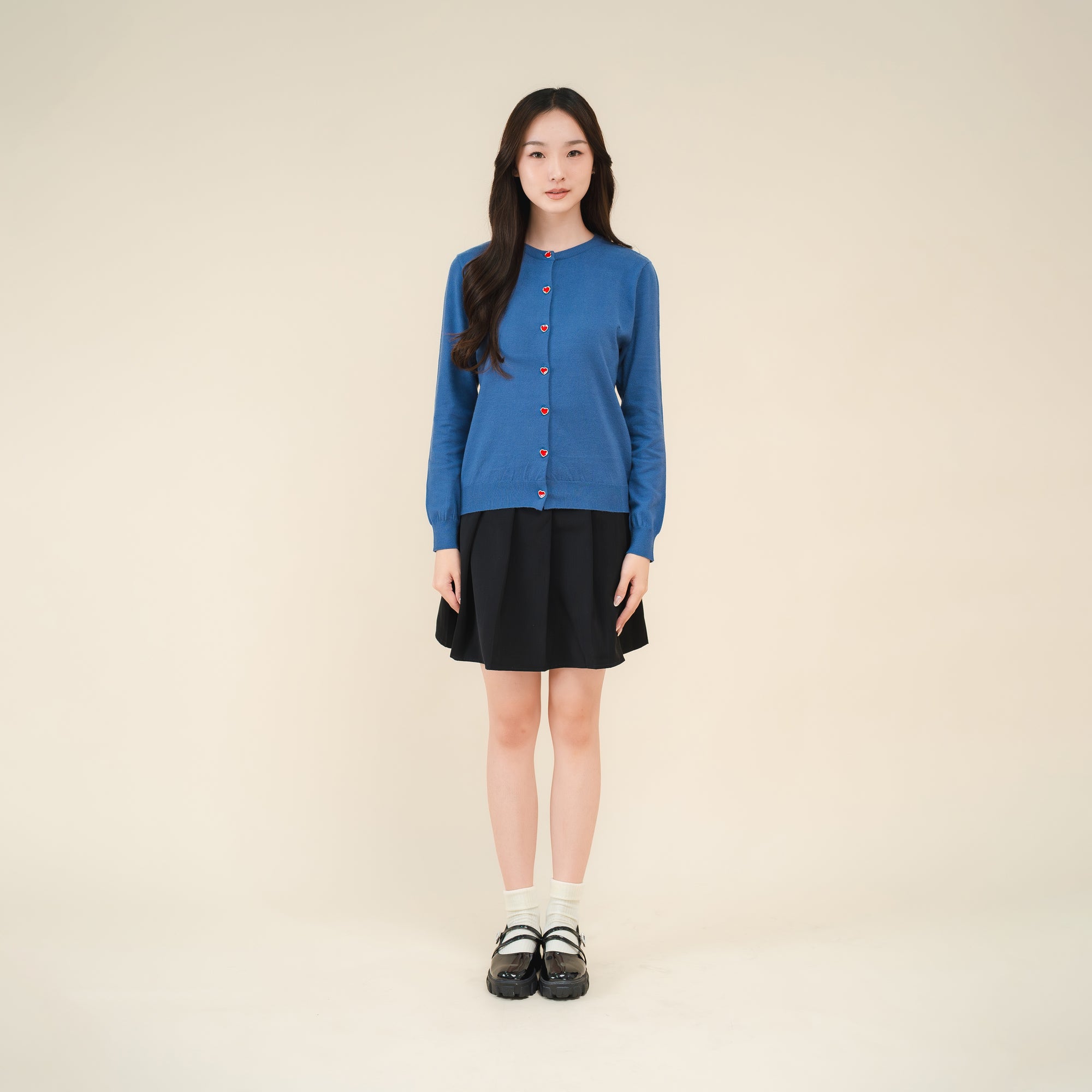 Nalure Marlyns Cardigan | Cardigan Hearts Button | Cardigan Long Sleeve Crewneck