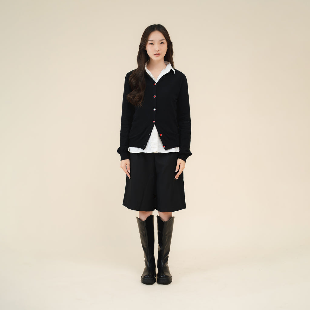 Nalure Marlyns Cardigan | Cardigan Hearts Button | Cardigan Long Sleeve Crewneck