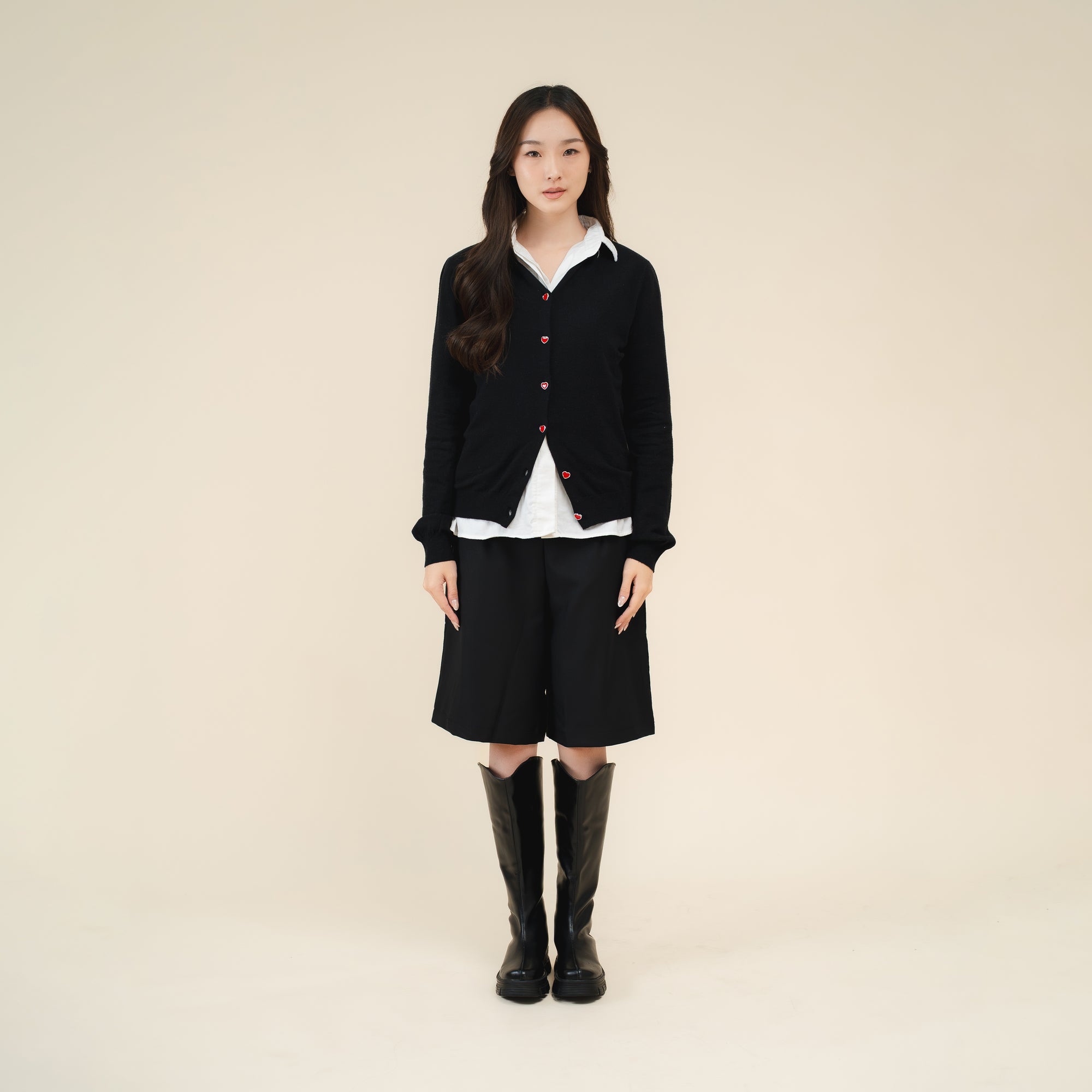 Nalure Marlyns Cardigan | Cardigan Hearts Button | Cardigan Long Sleeve Crewneck