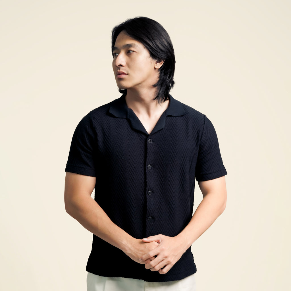Nalure Nolan Kemeja Pria | Kemeja Knit Pria | Katun Lengan Pendek Kerah