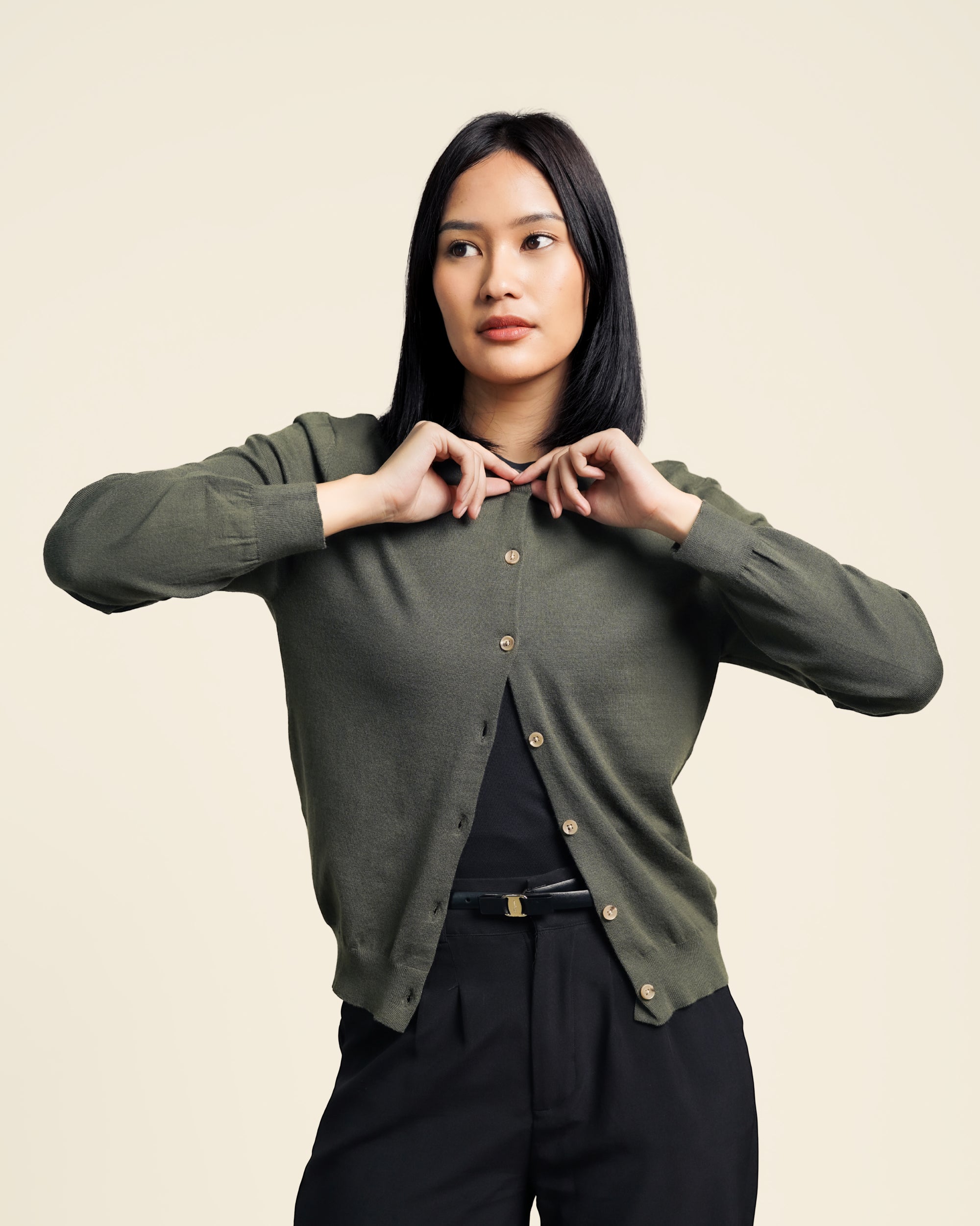 Nalure Vinna Cardigan Wanita | Cardigan Basic Soft | Long Sleeve Crewneck