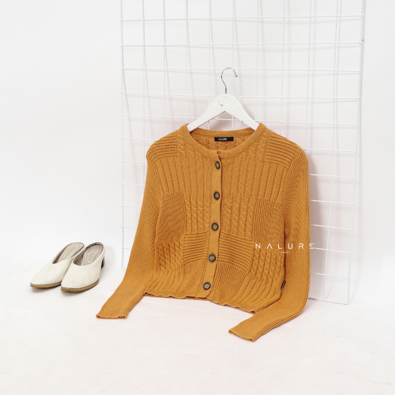 Nalure Korean Knit Crop Top Button Cardigan