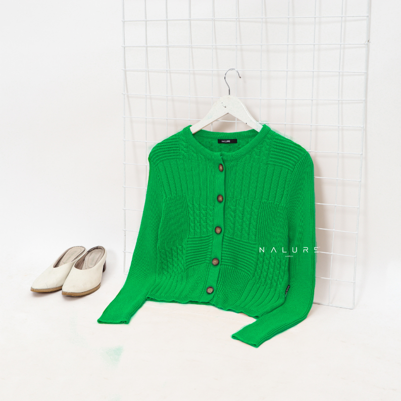 Nalure Korean Knit Crop Top Button Cardigan