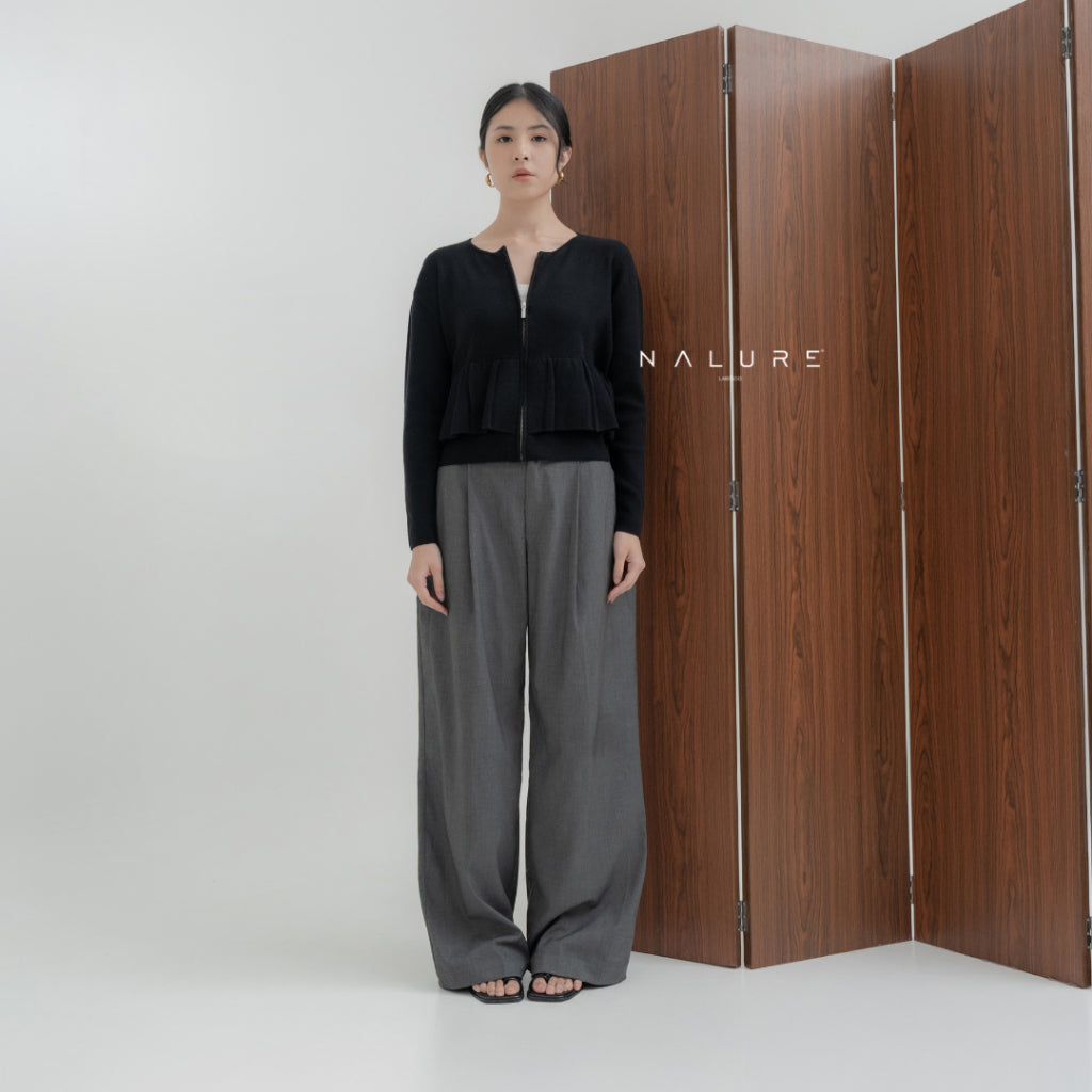 Nalure Leony Frill Cardigan | Frill Cardigan | Ladies Zipper Cardigan | Cardigan Crop Lembut