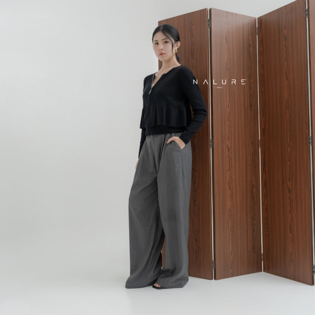 Nalure Leony Frill Cardigan | Frill Cardigan | Ladies Zipper Cardigan | Cardigan Crop Lembut