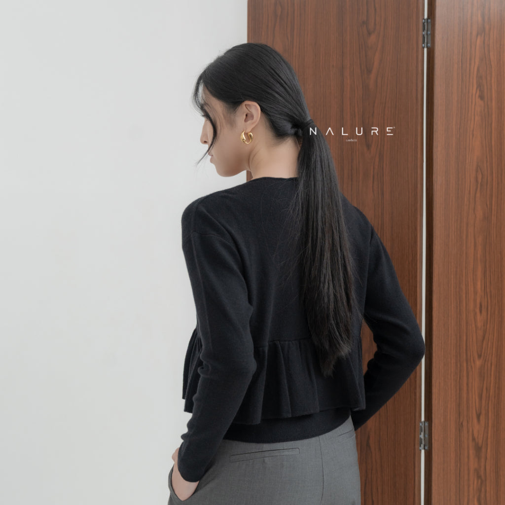 Nalure Leony Frill Cardigan | Frill Cardigan | Ladies Zipper Cardigan | Cardigan Crop Lembut