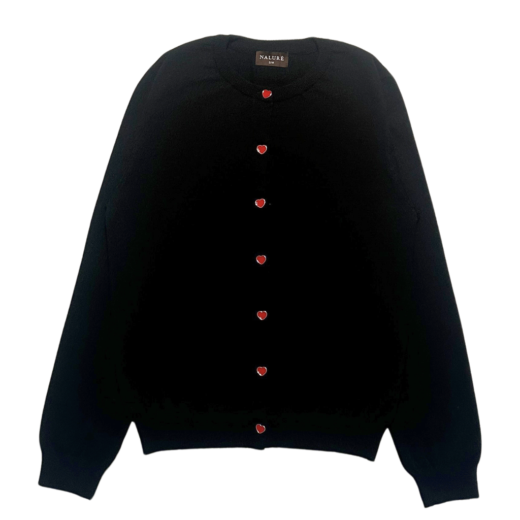 Nalure Marlyns Cardigan | Cardigan Hearts Button | Cardigan Long Sleeve Crewneck